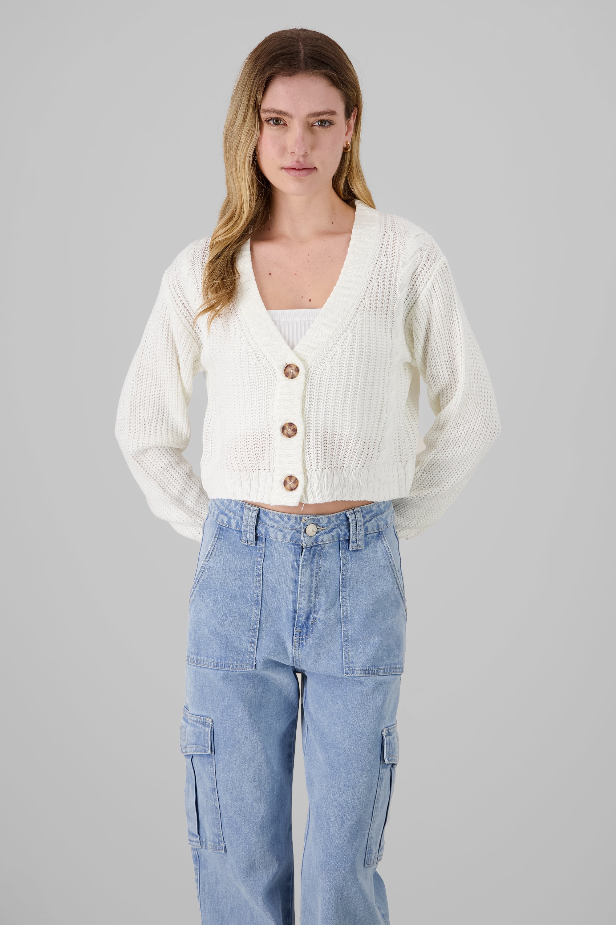 Cardigan tejido de punto BLANCO