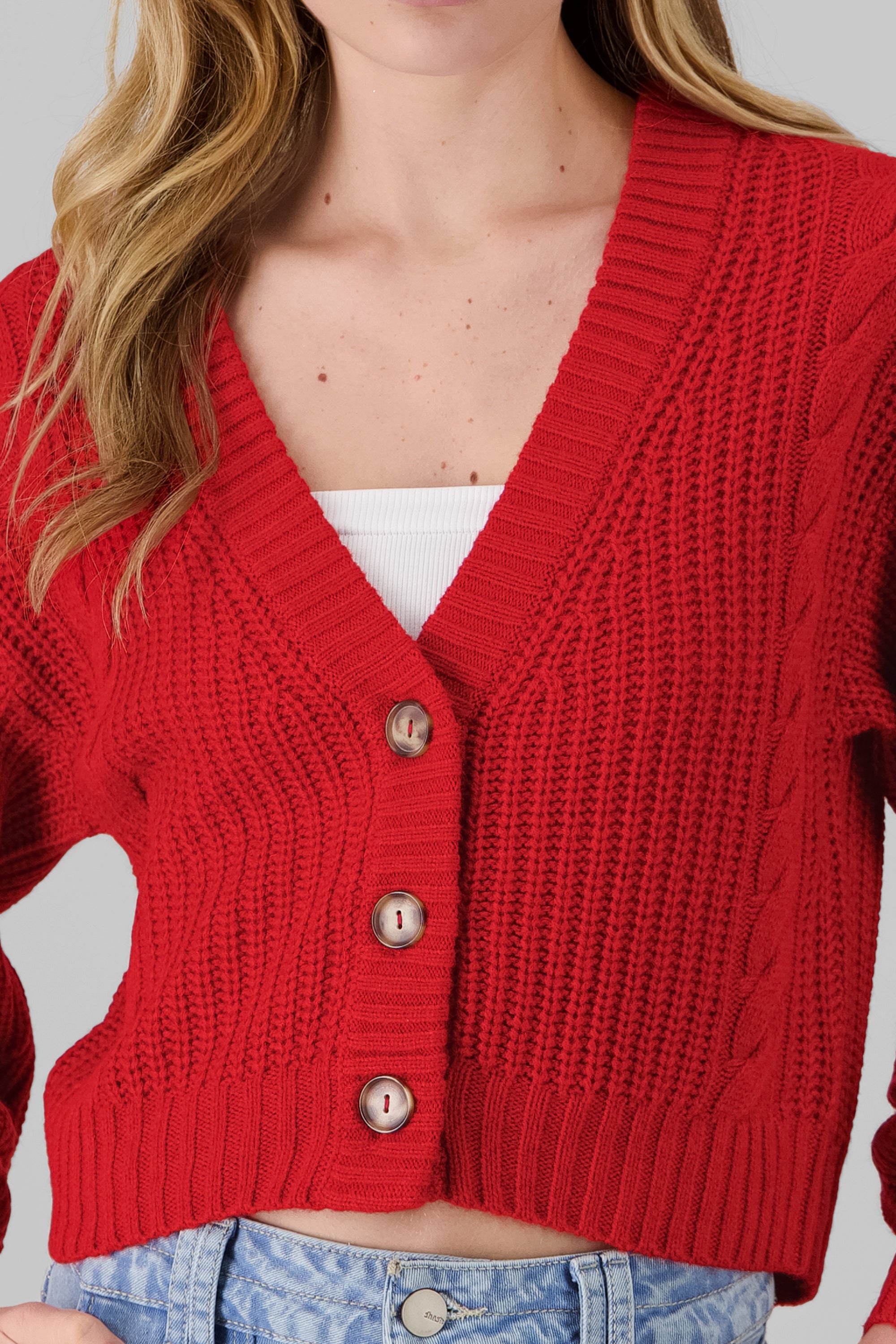 Cardigan tejido de punto ROJO