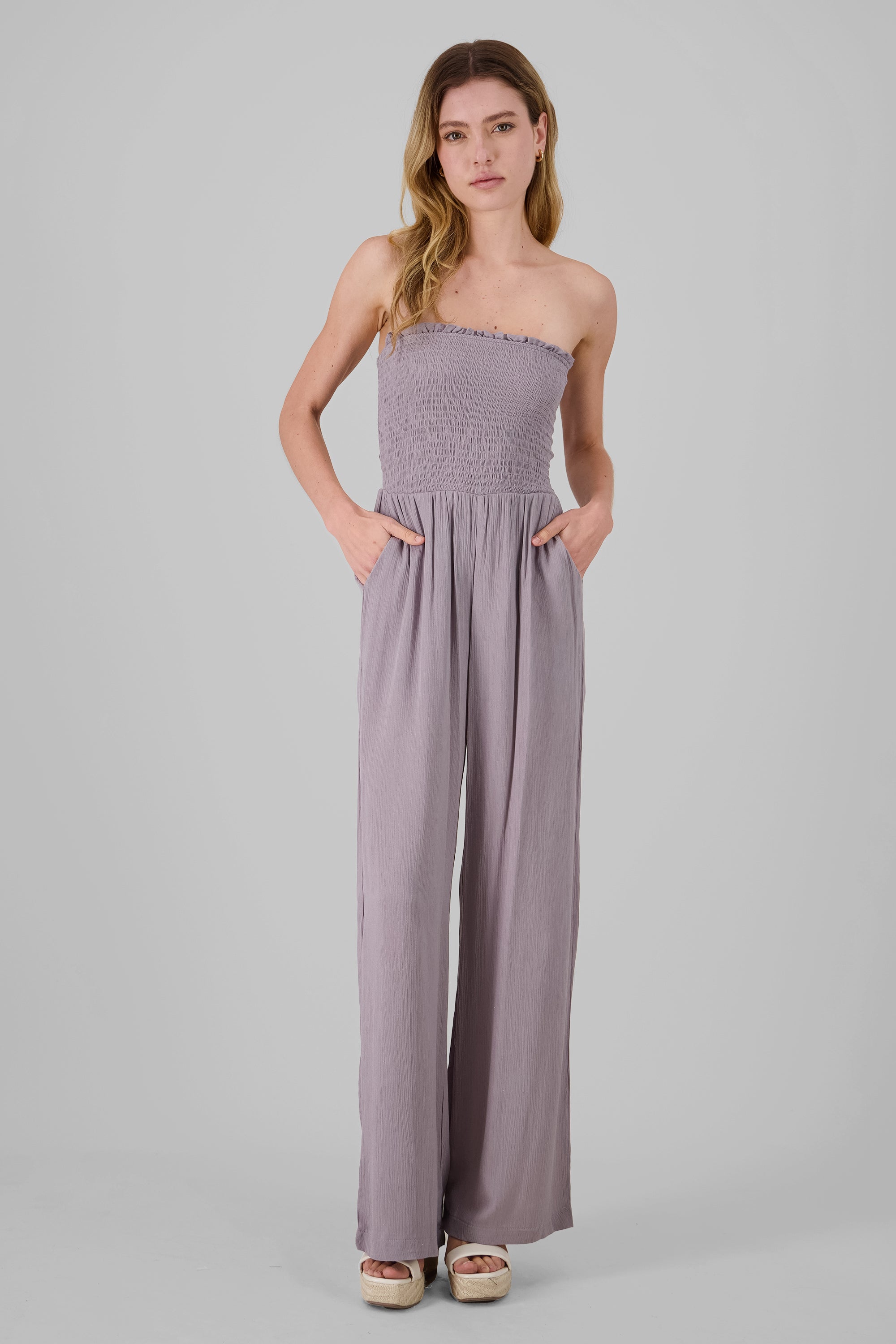 Jumpsuit bandeau wide leg GRIS CLARO