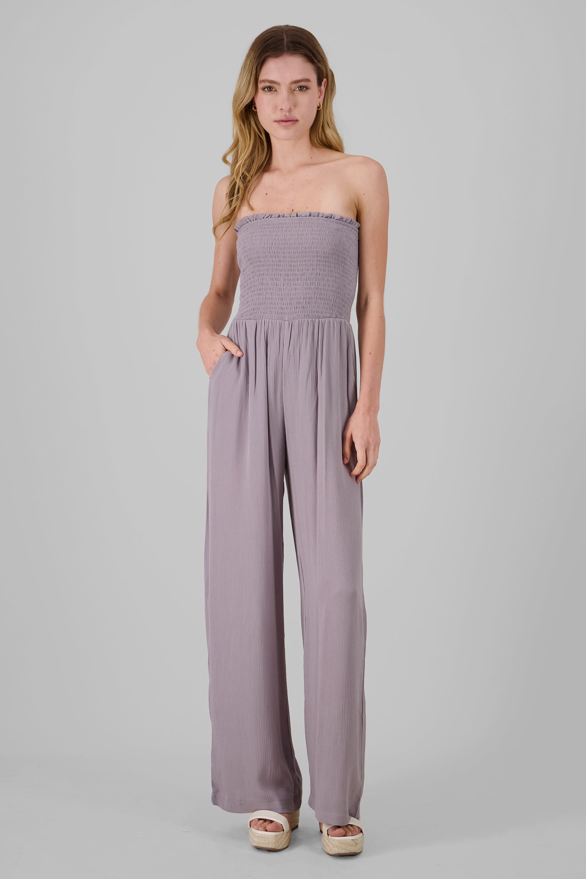 Jumpsuit bandeau wide leg GRIS CLARO