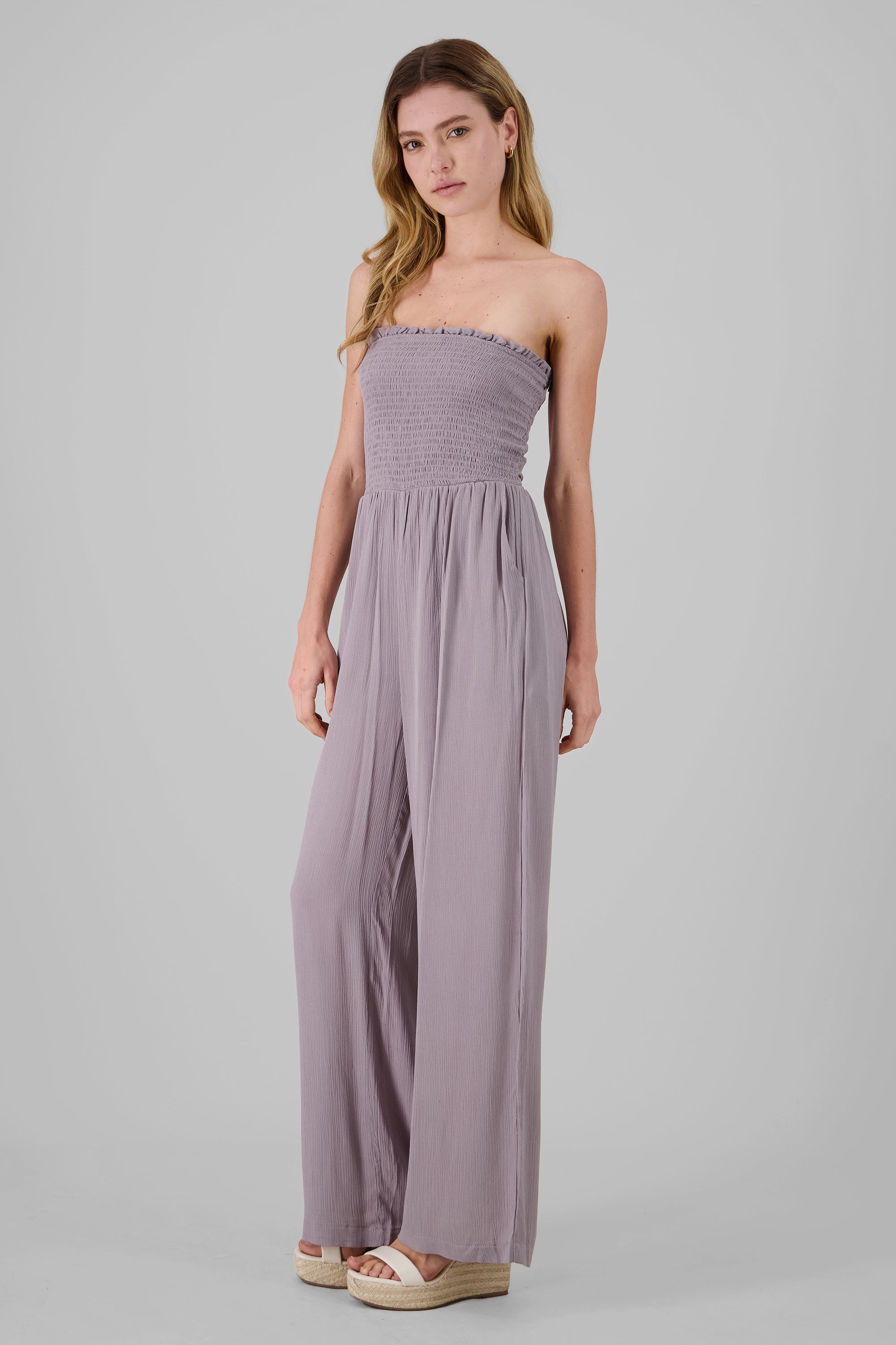 Jumpsuit bandeau wide leg GRIS CLARO