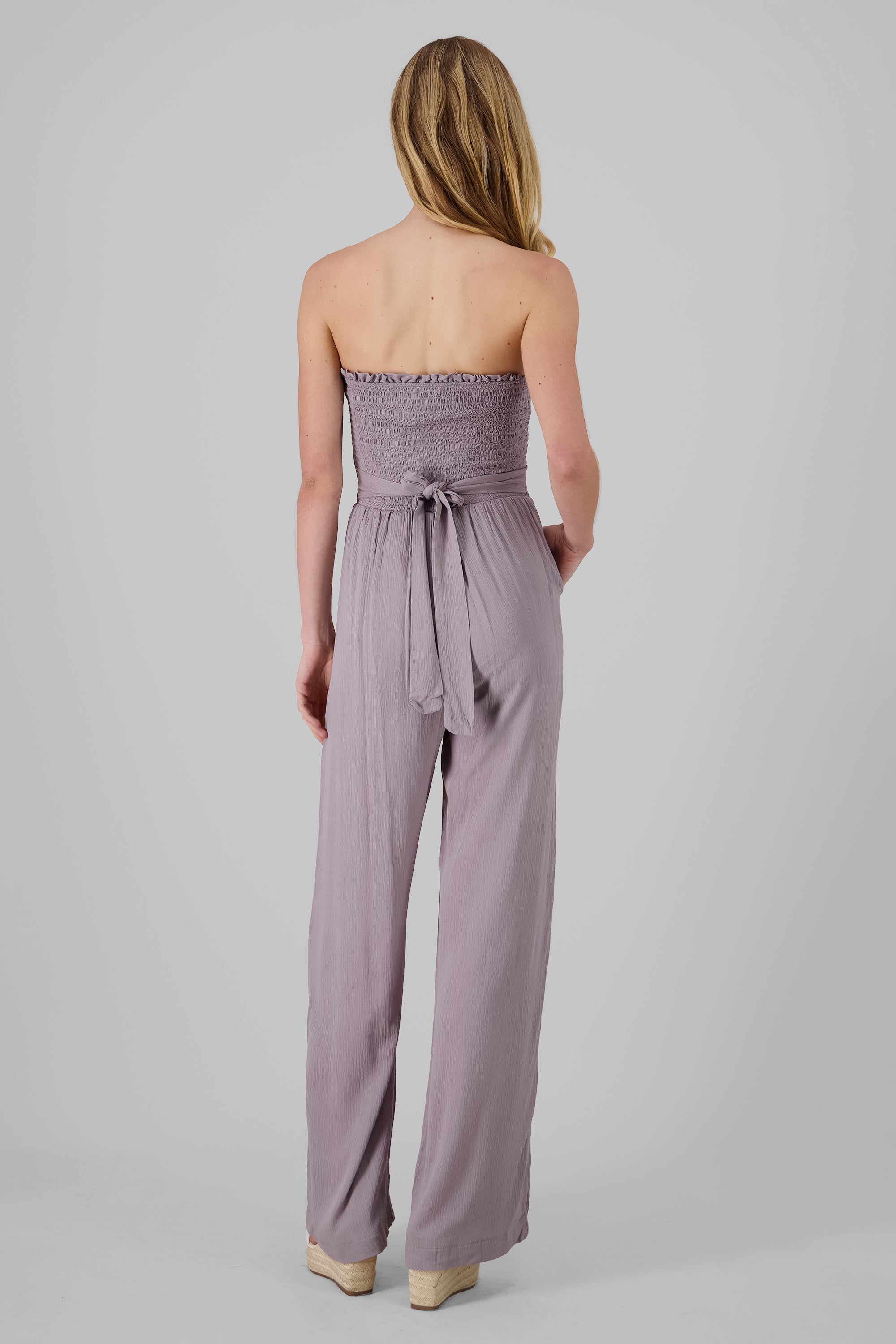 Jumpsuit bandeau wide leg GRIS CLARO