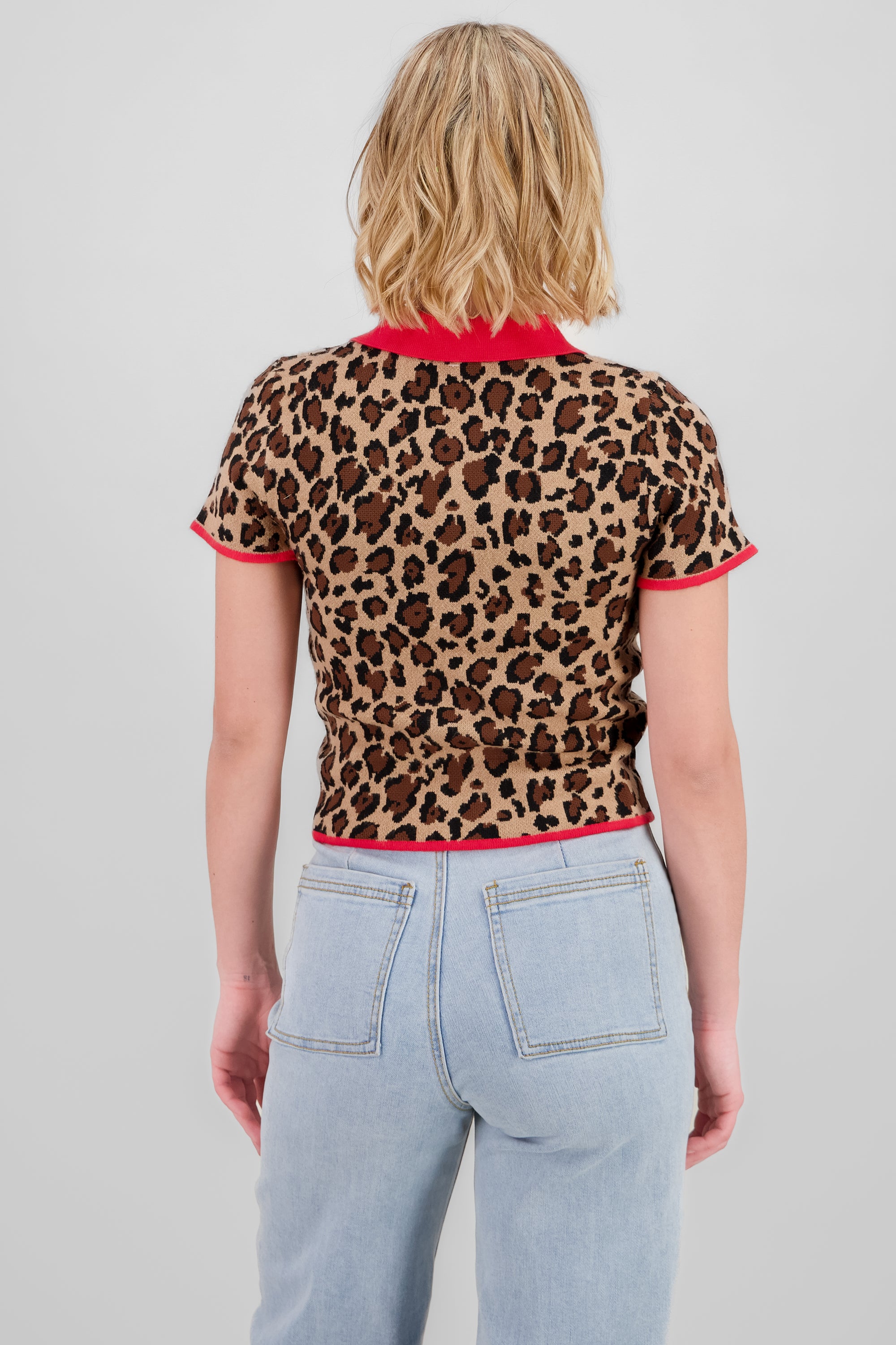 Top tejido animal print contraste CAFE COMBO