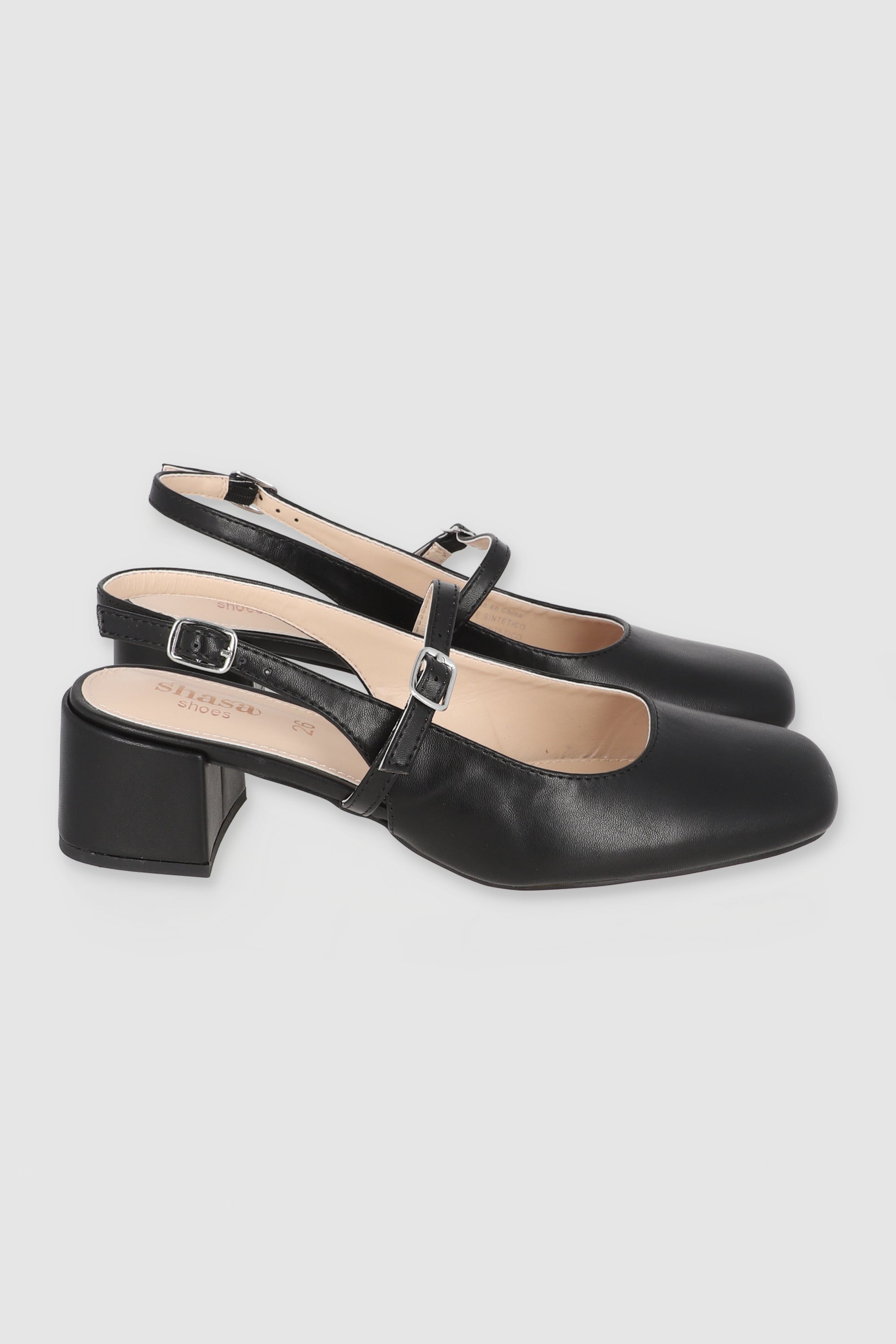 Tacon bajo maryjane slingback NEGRO