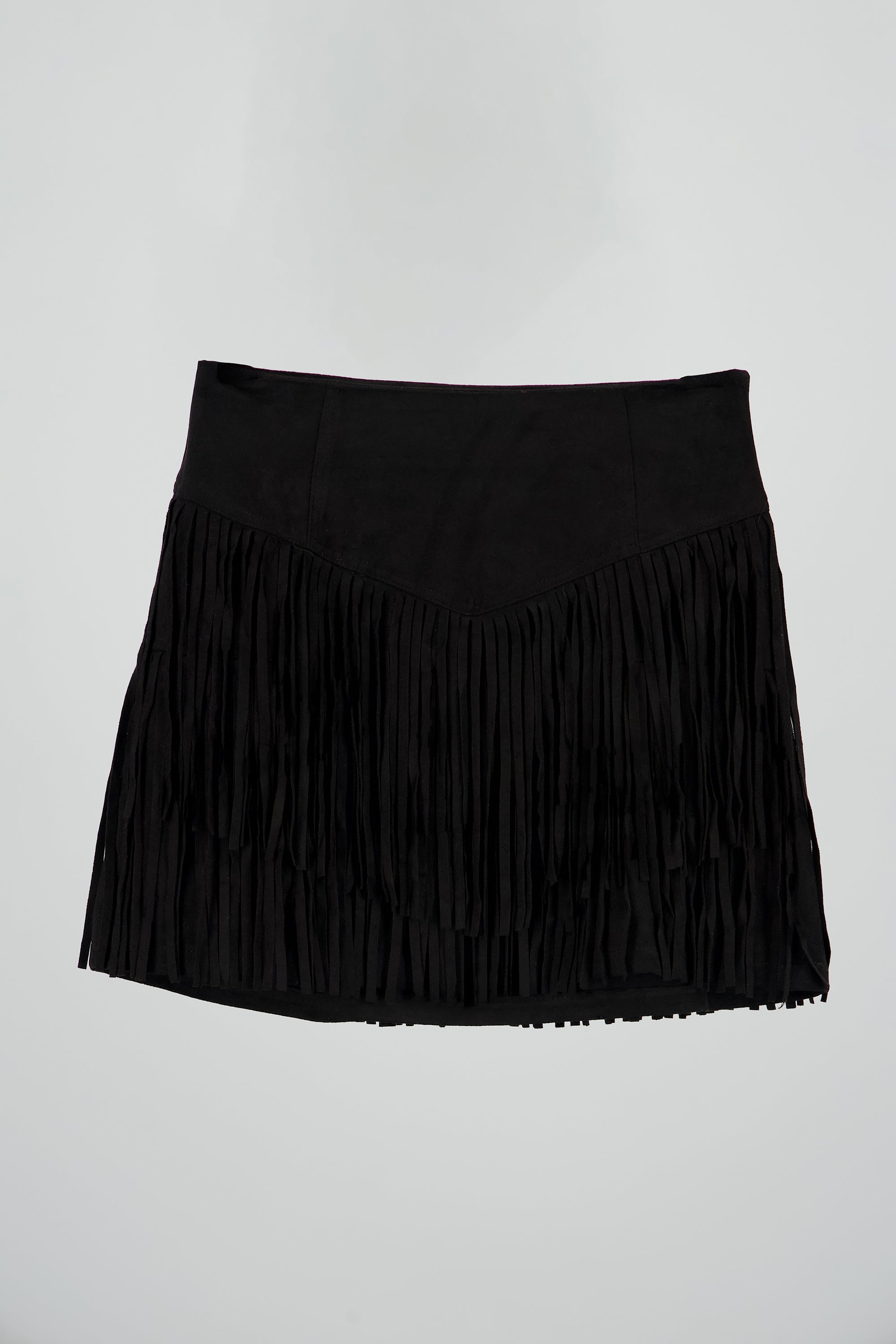 Falda gamuza flecos NEGRO