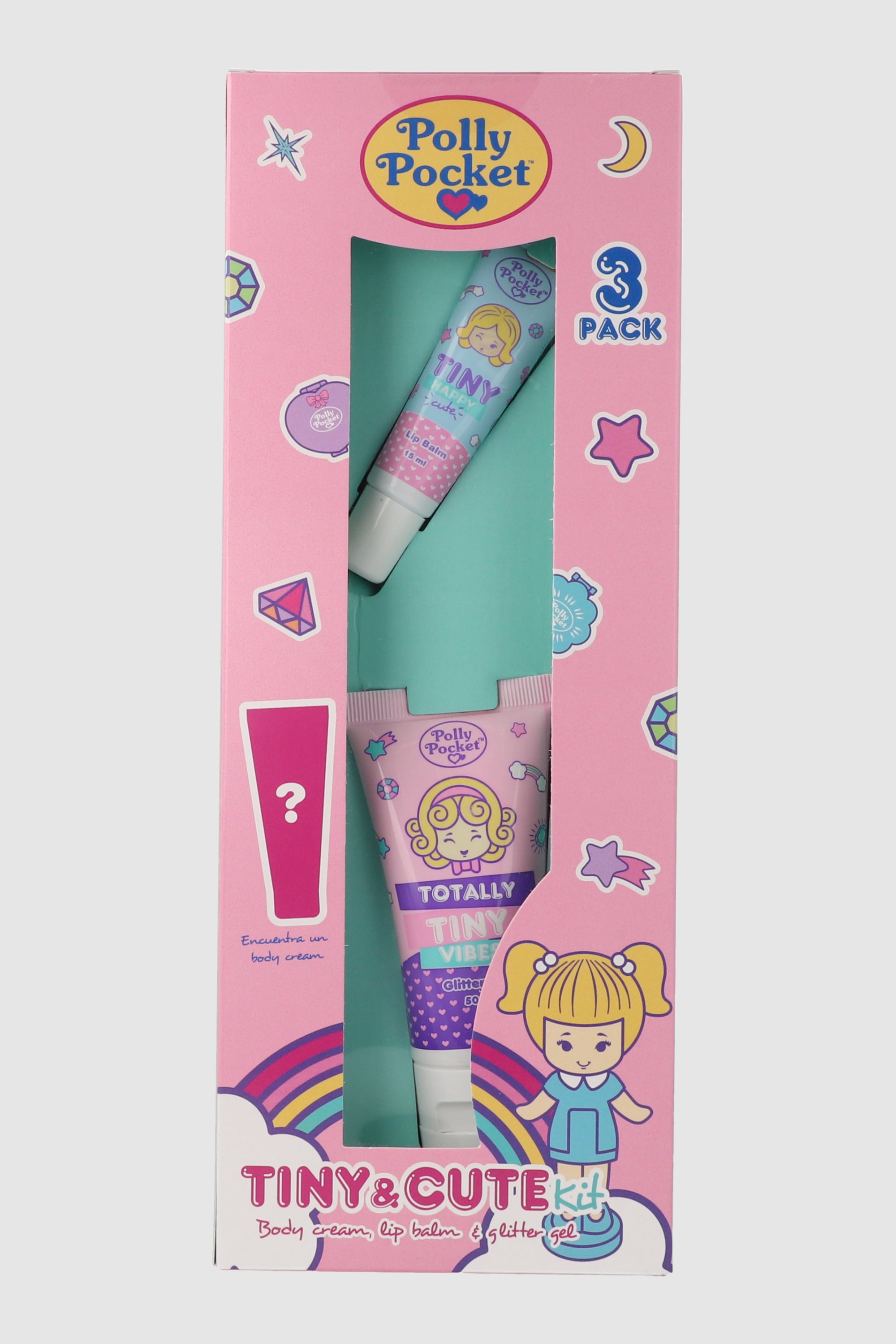Tripack crema gel glitter y balsamo polly pocket ROSA