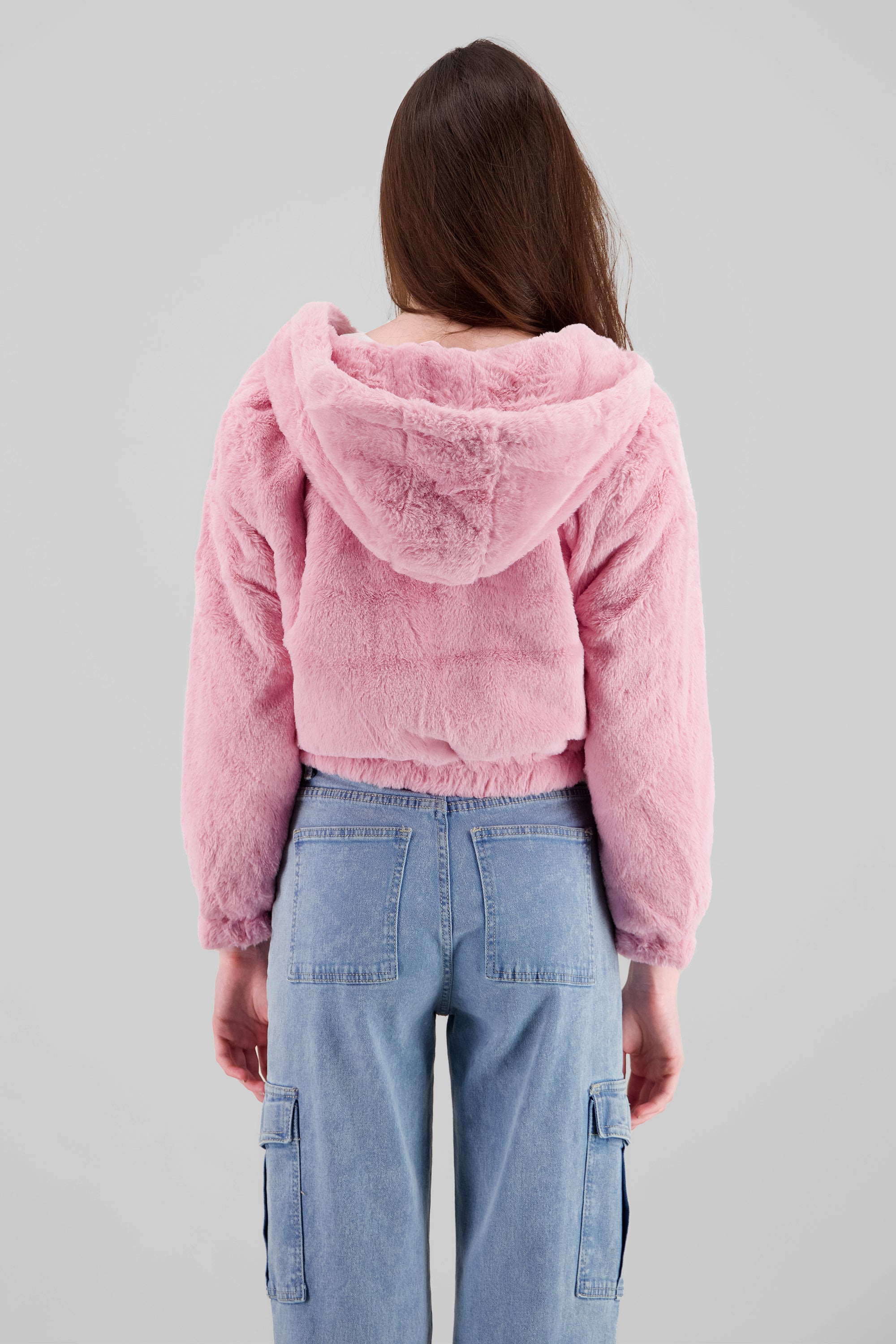 Chamarra crop peluche ROSA