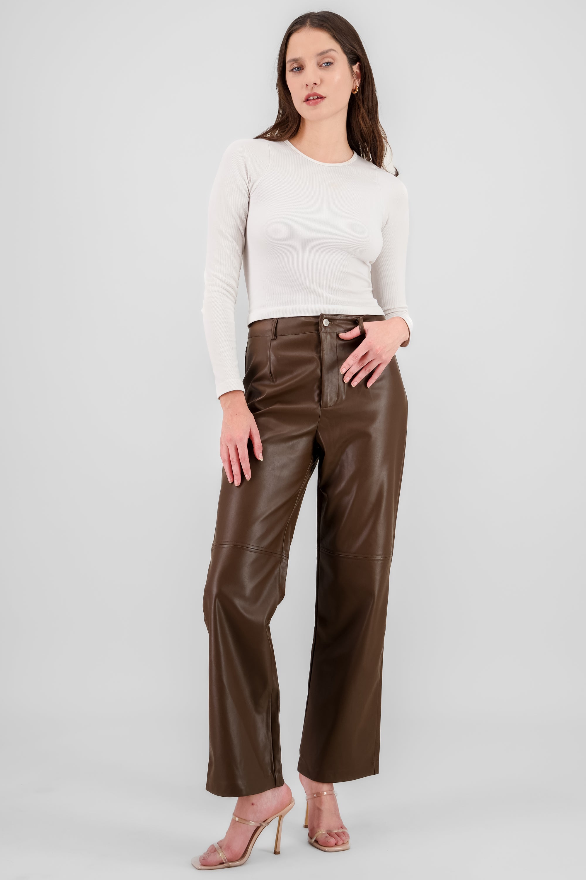 Pantalon amplio pu CHOCOLATE