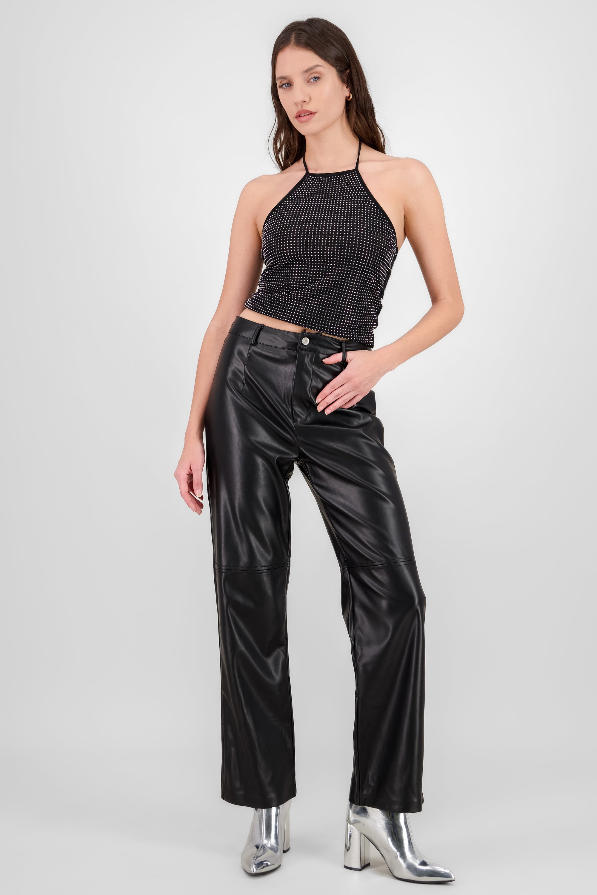 Pantalon amplio pu NEGRO