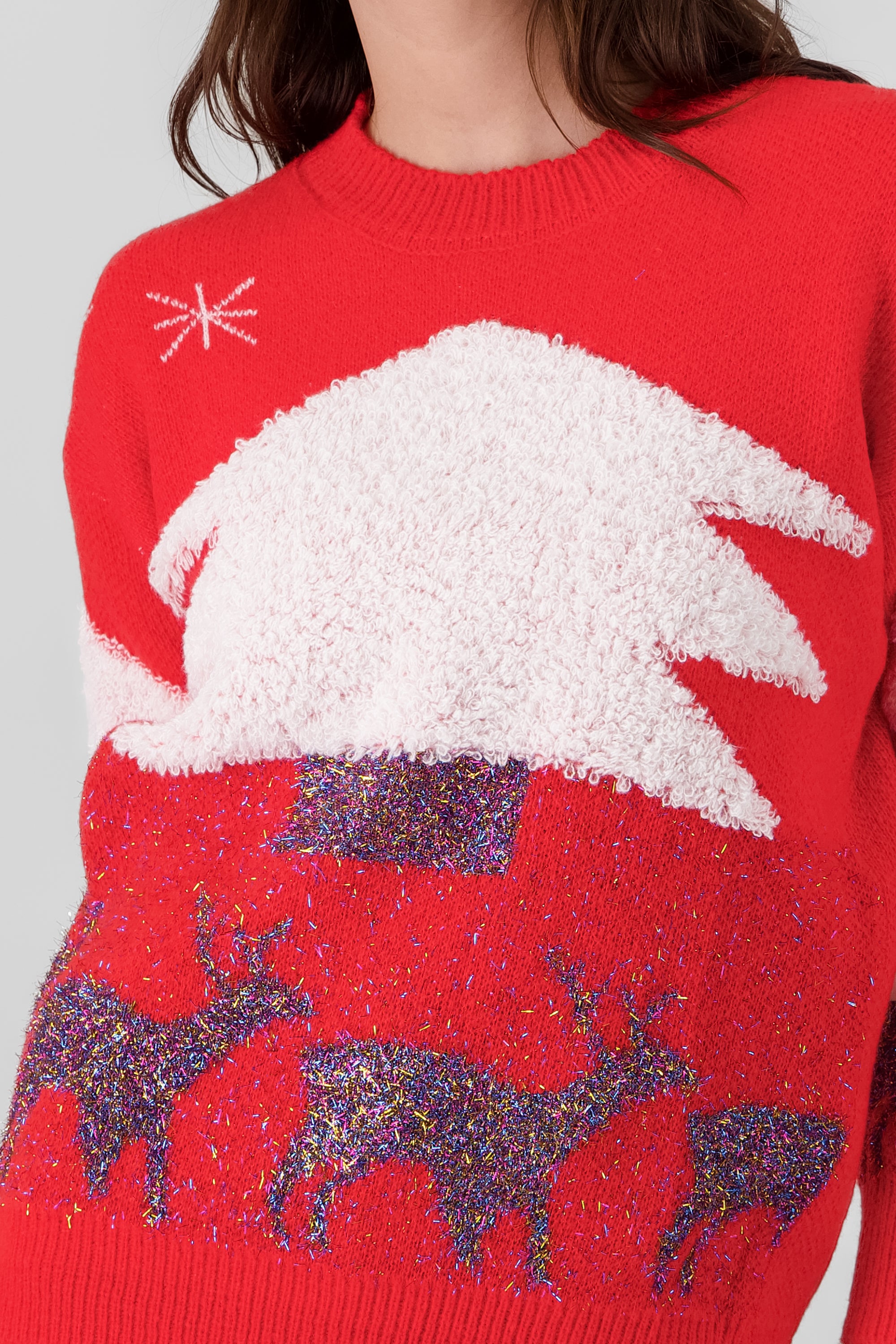 Sueter navideño arbol lurex ROJO COMBO