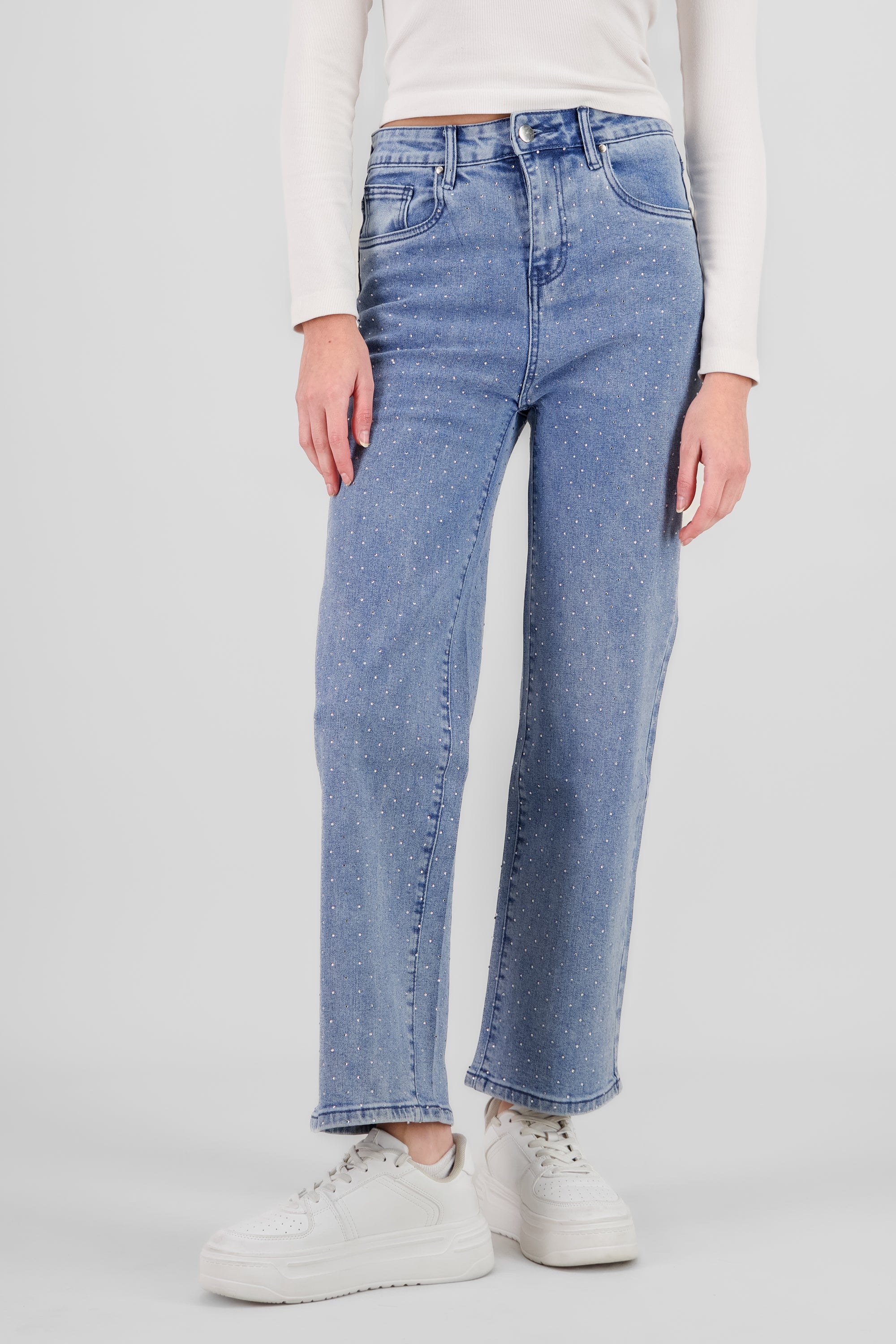 JEANS STRAIGHT BRILLOS MEDIUM WASH