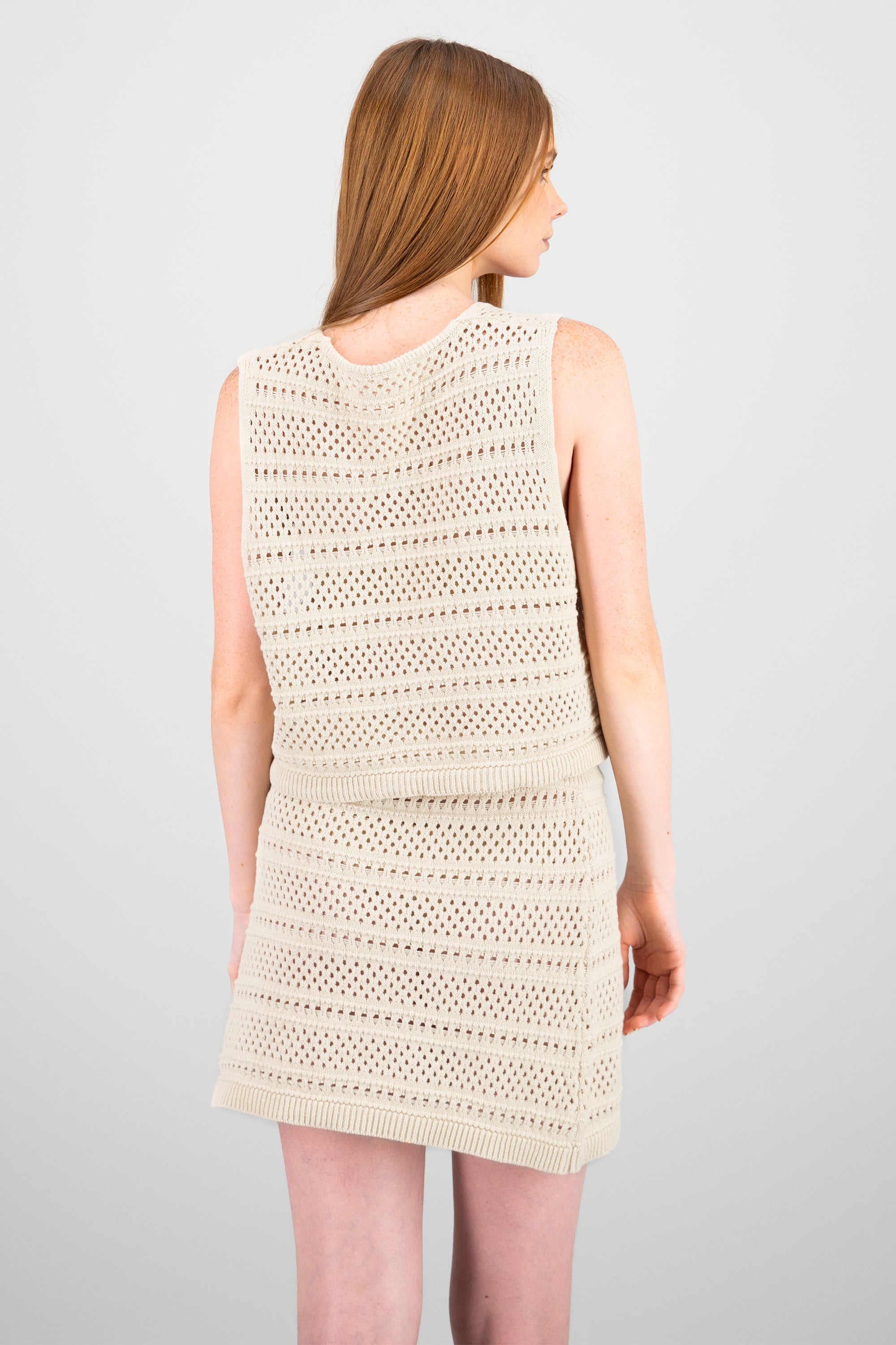 Chaleco tejido crochet CREMA