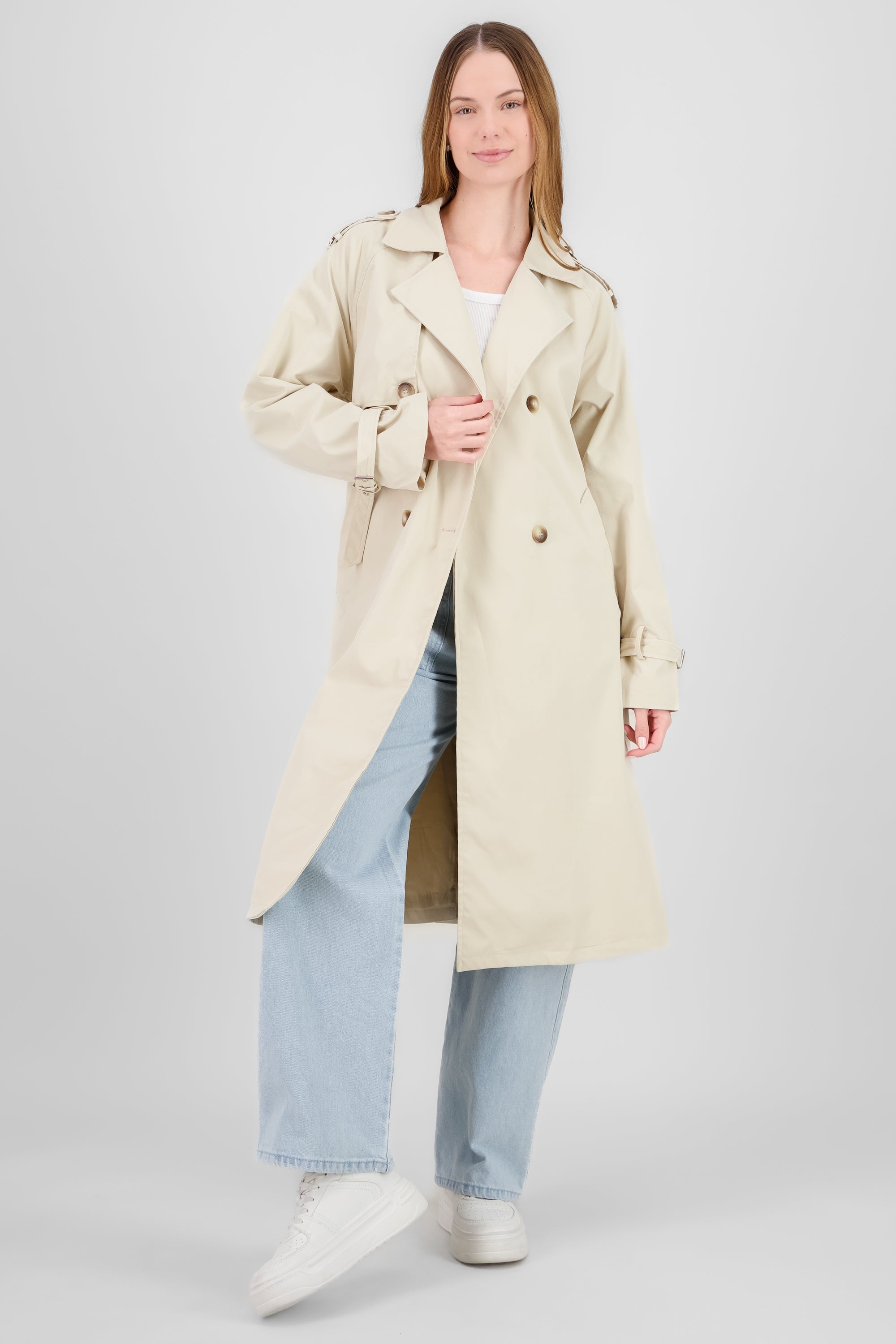 Gabardina larga lisa BEIGE