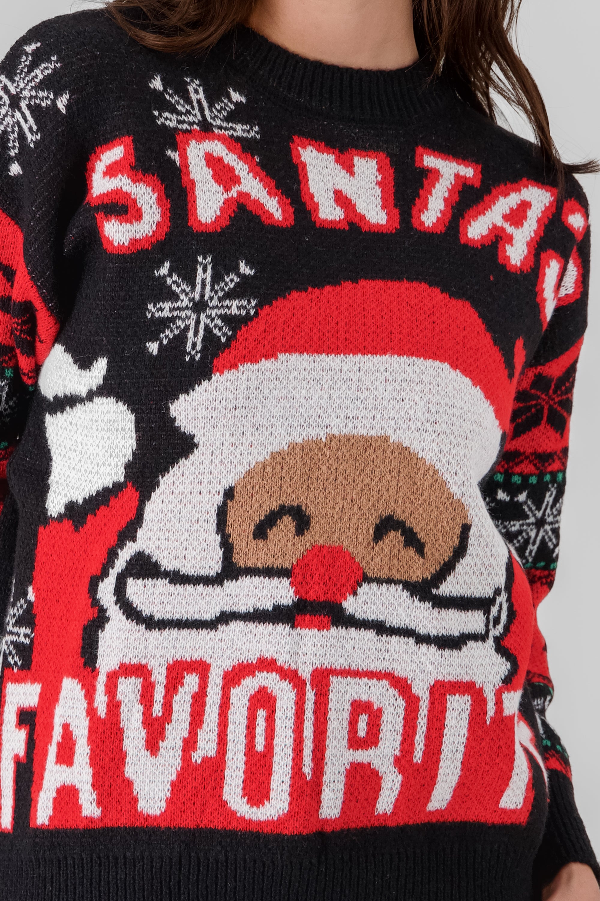 Sueter navideño santa detalle mangas NEGRO COMBO