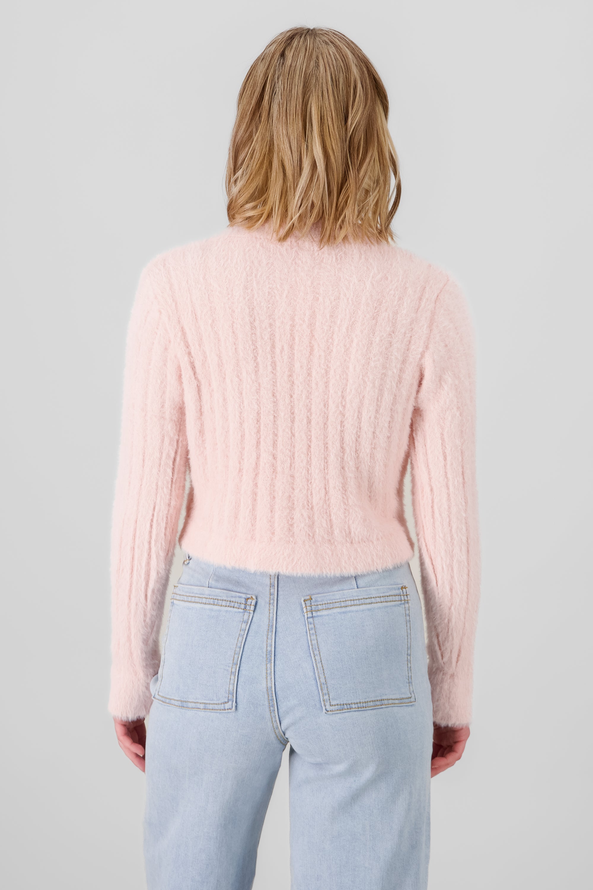 Cardigan suave detalle parche ROSA PASTEL