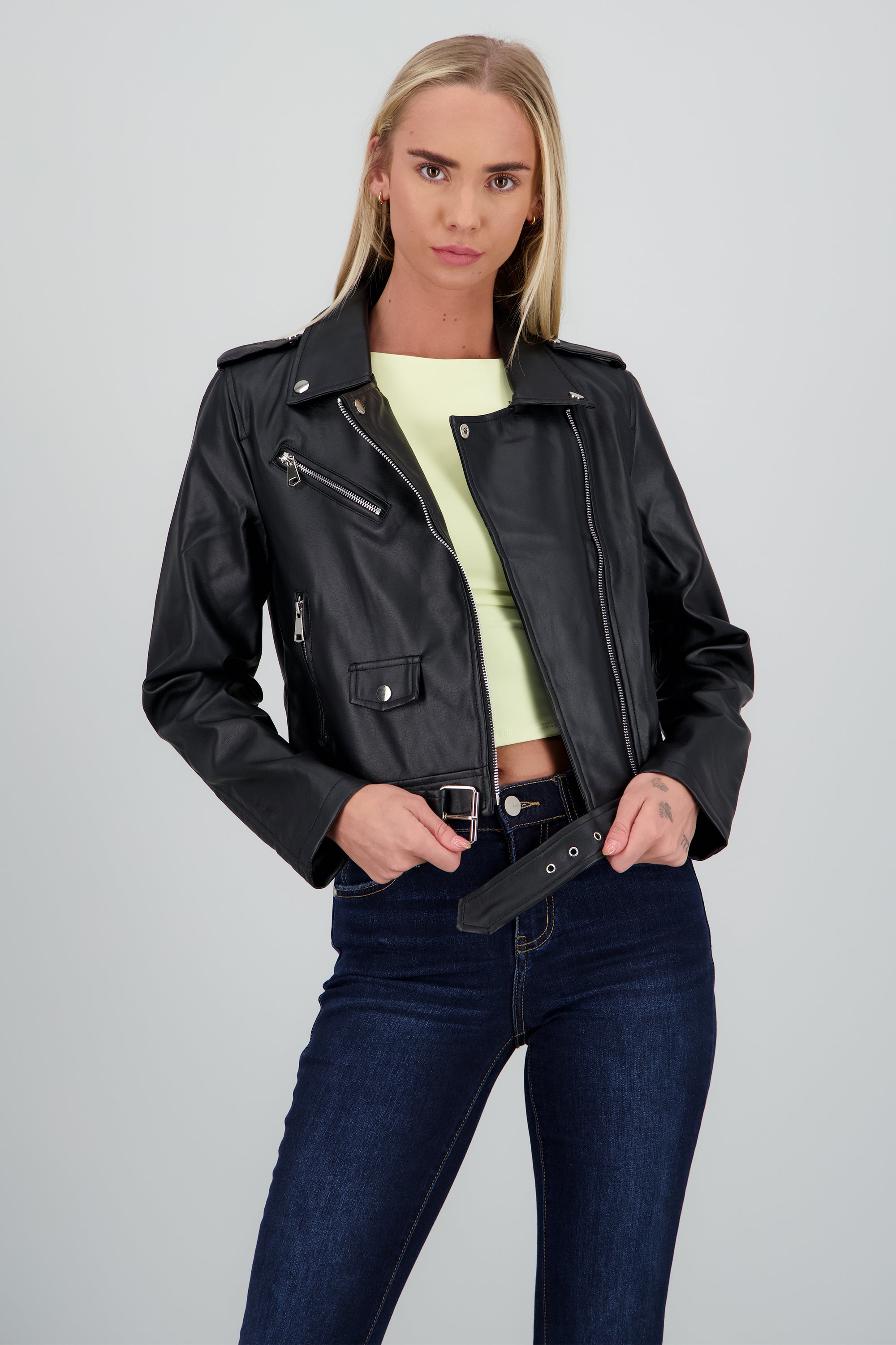 Chamarra Biker Pu NEGRO