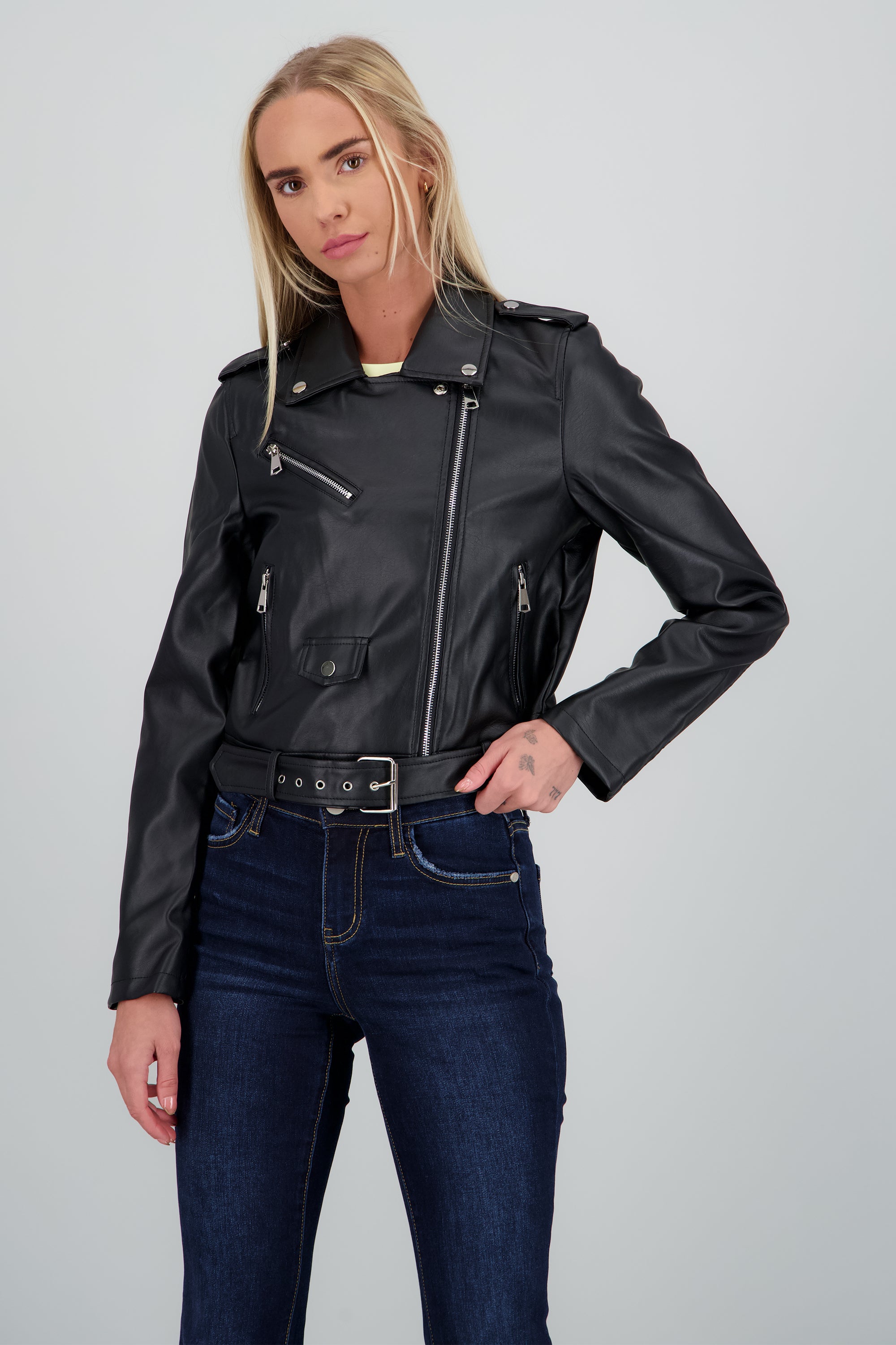 Chamarra Biker Pu NEGRO