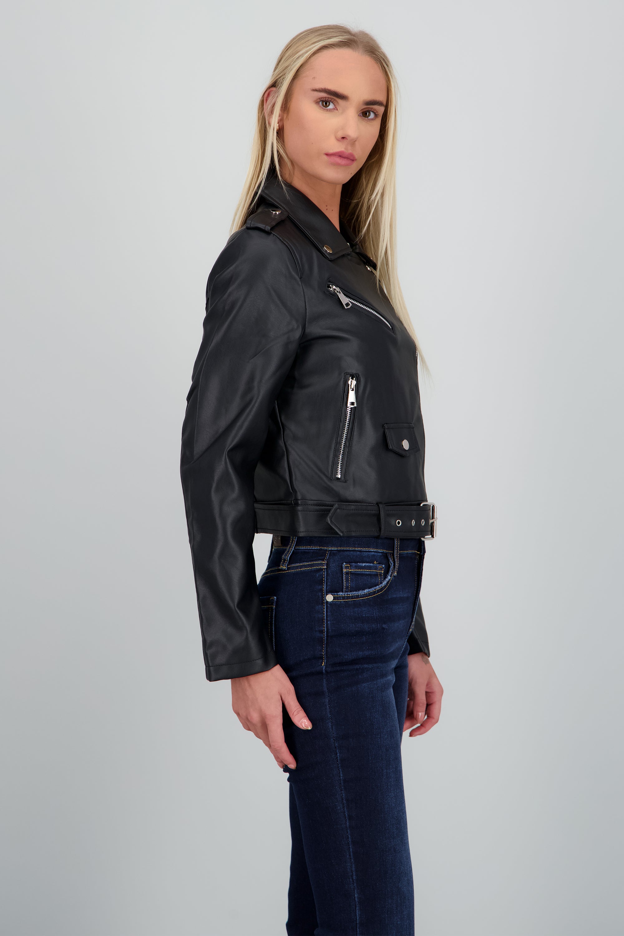 Chamarra Biker Pu NEGRO