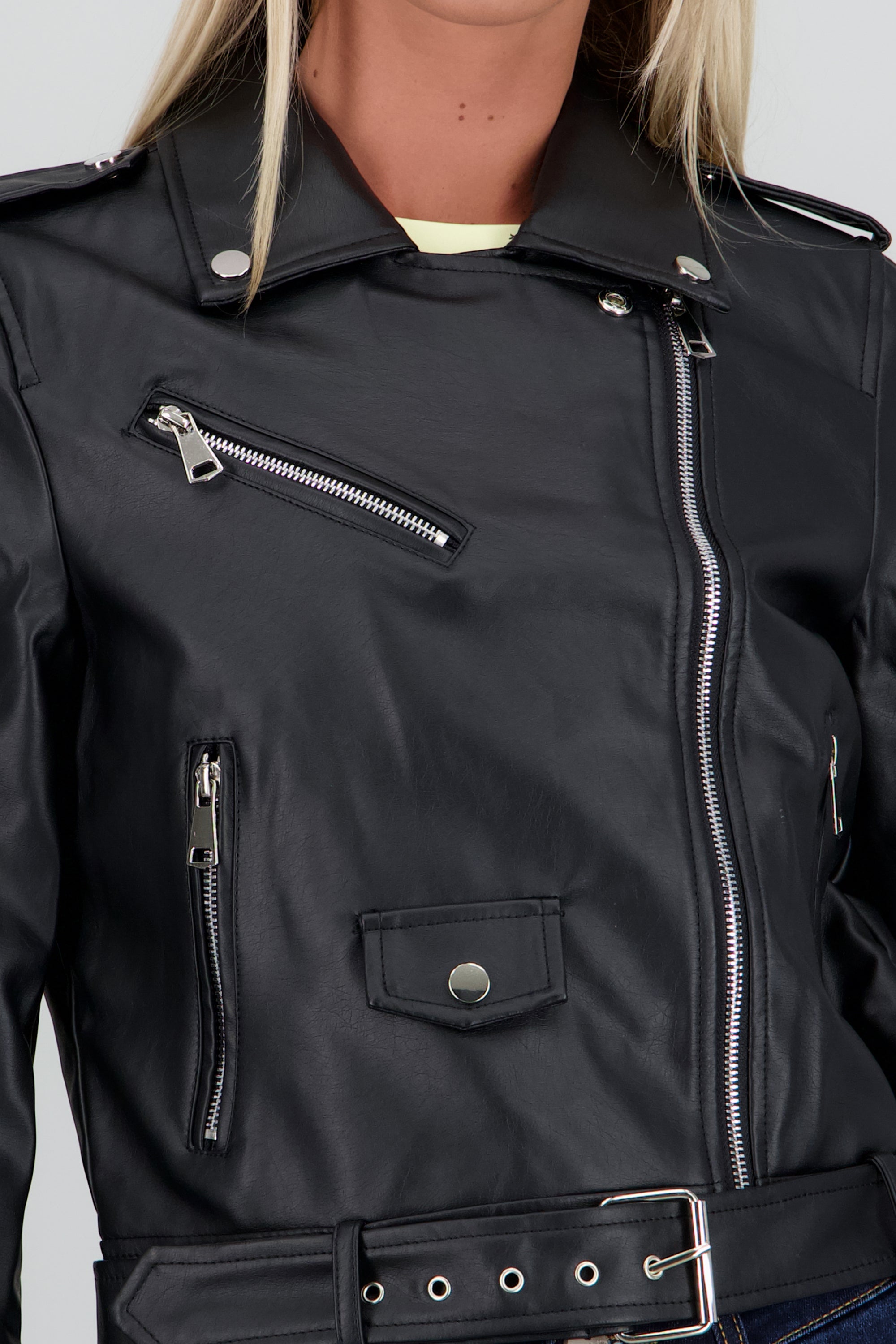 Chamarra Biker Pu NEGRO