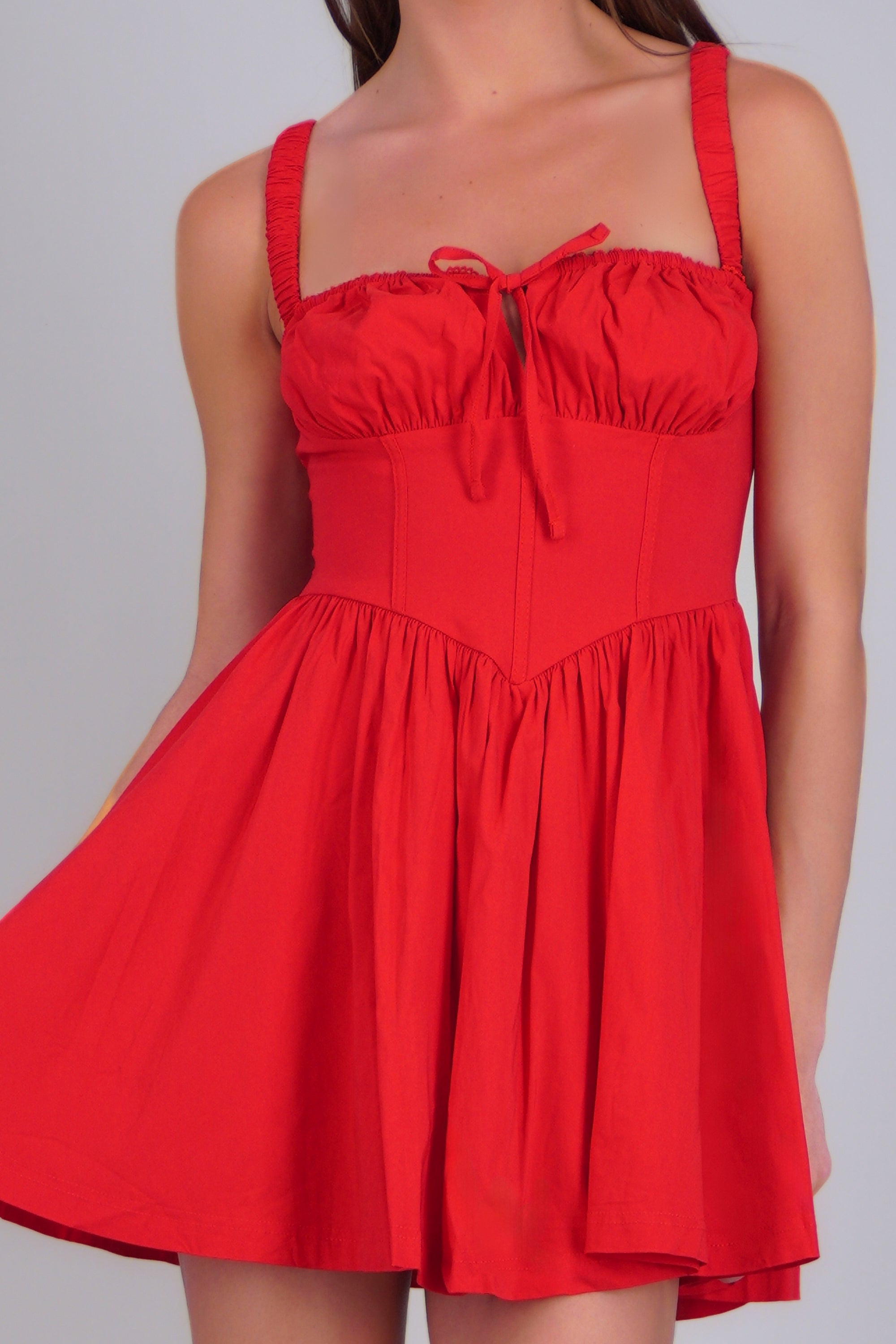 Vestido mini corset liso ROJO