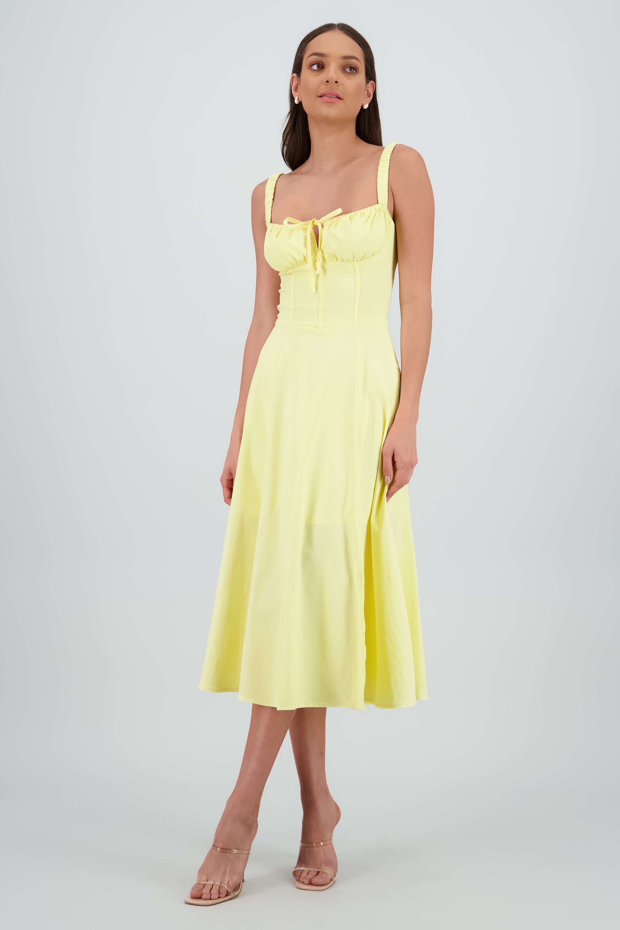 Vestido maxi liso AMARILLO