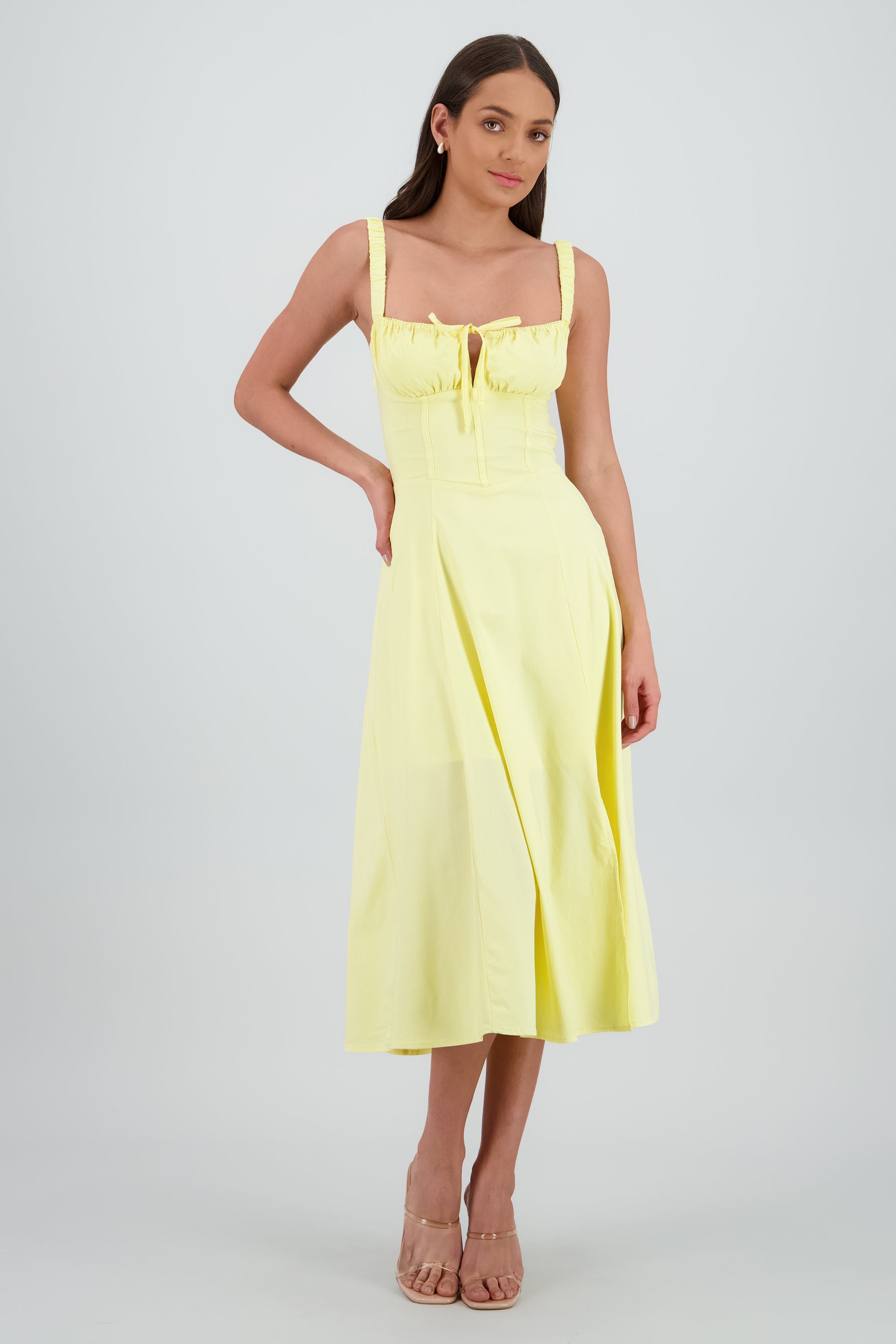 Vestido maxi liso AMARILLO