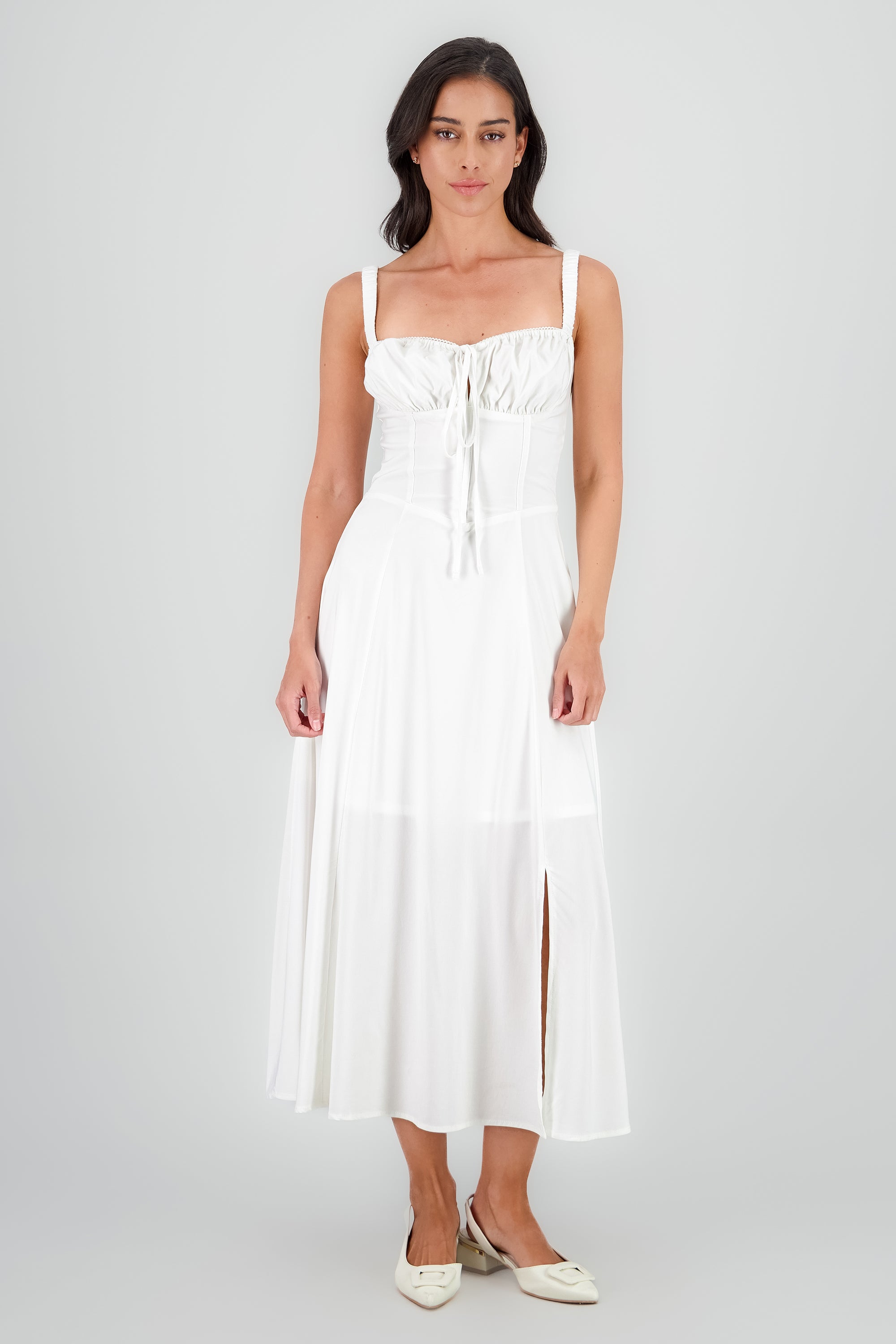 Vestido maxi liso BLANCO