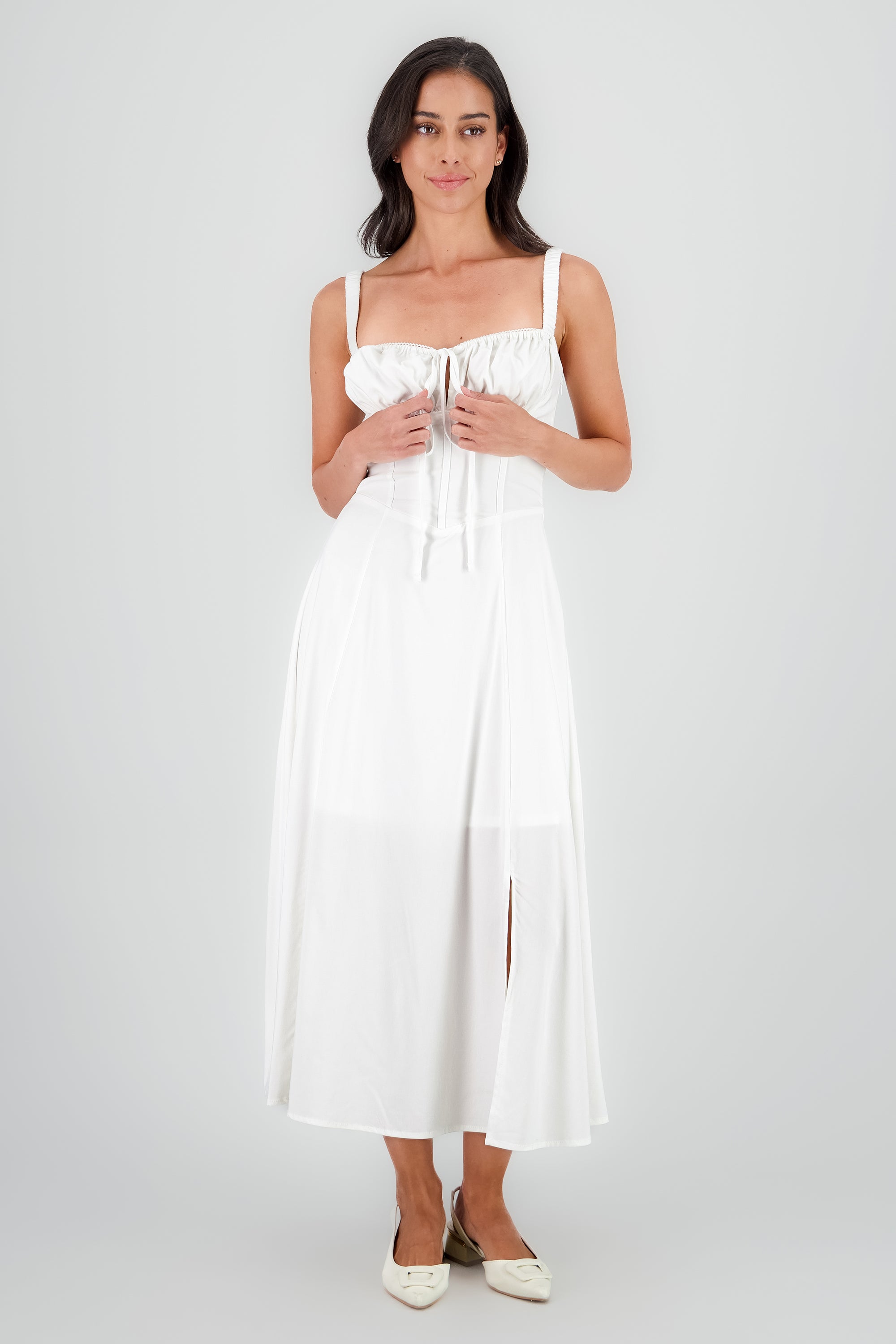 Vestido maxi liso BLANCO