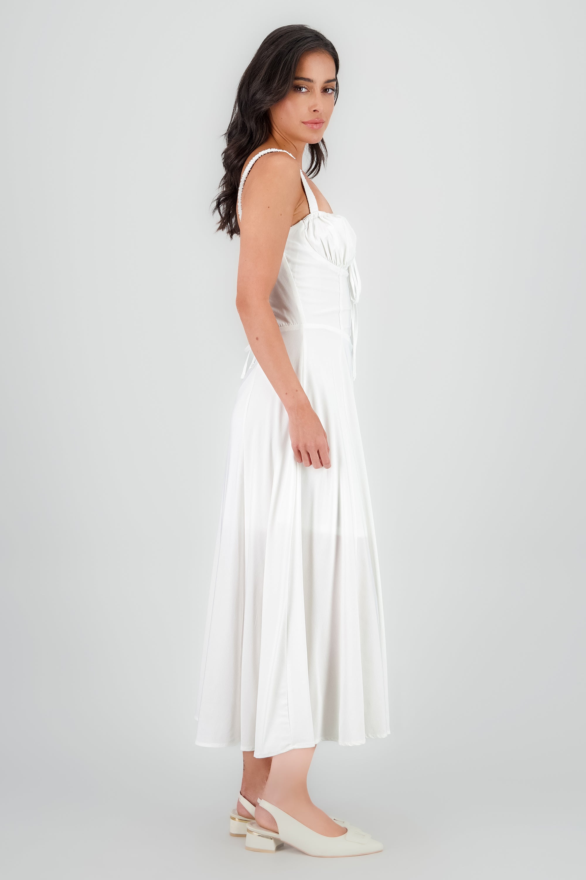 Vestido maxi liso BLANCO