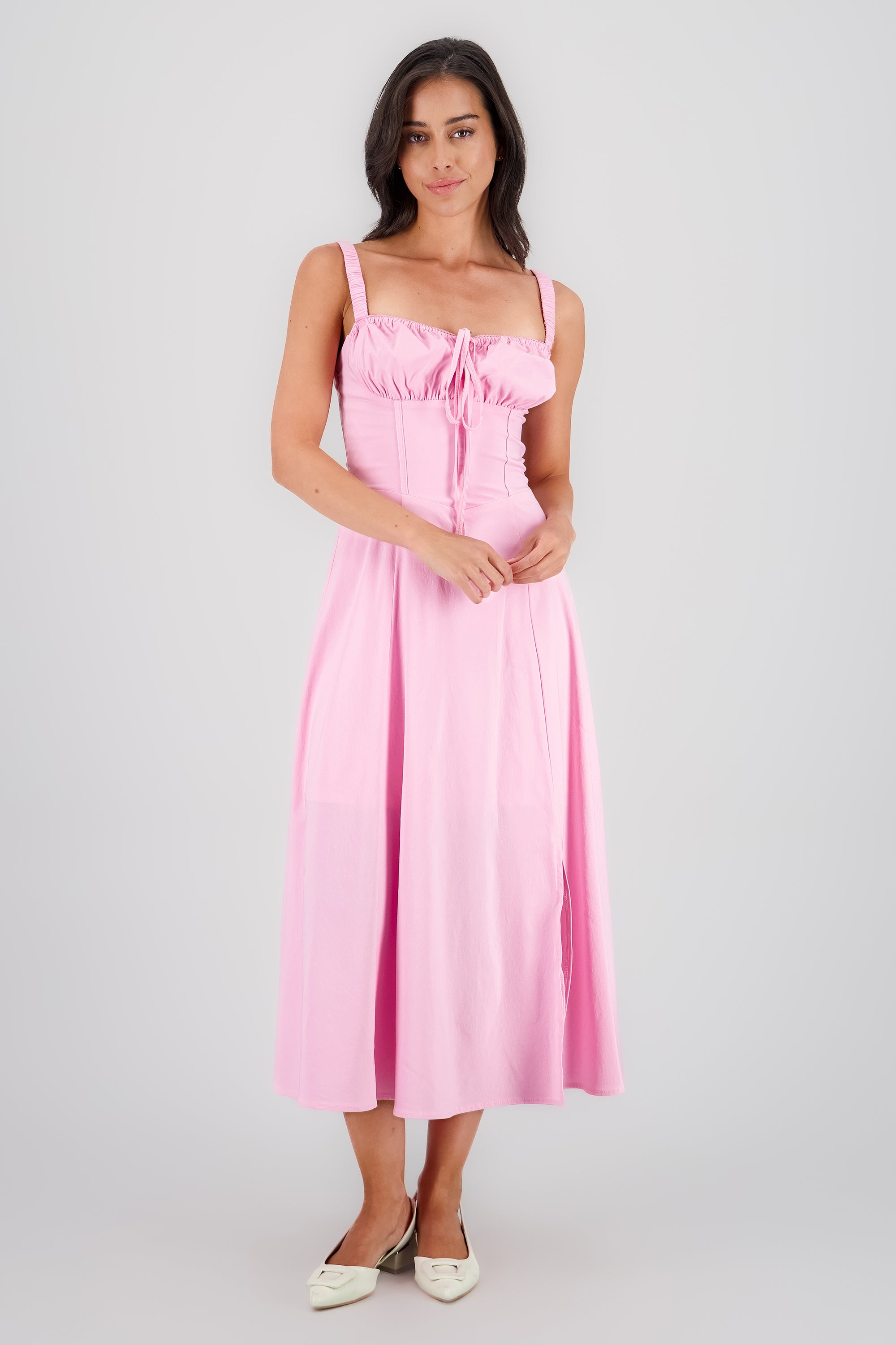 Vestido maxi liso ROSA PASTEL