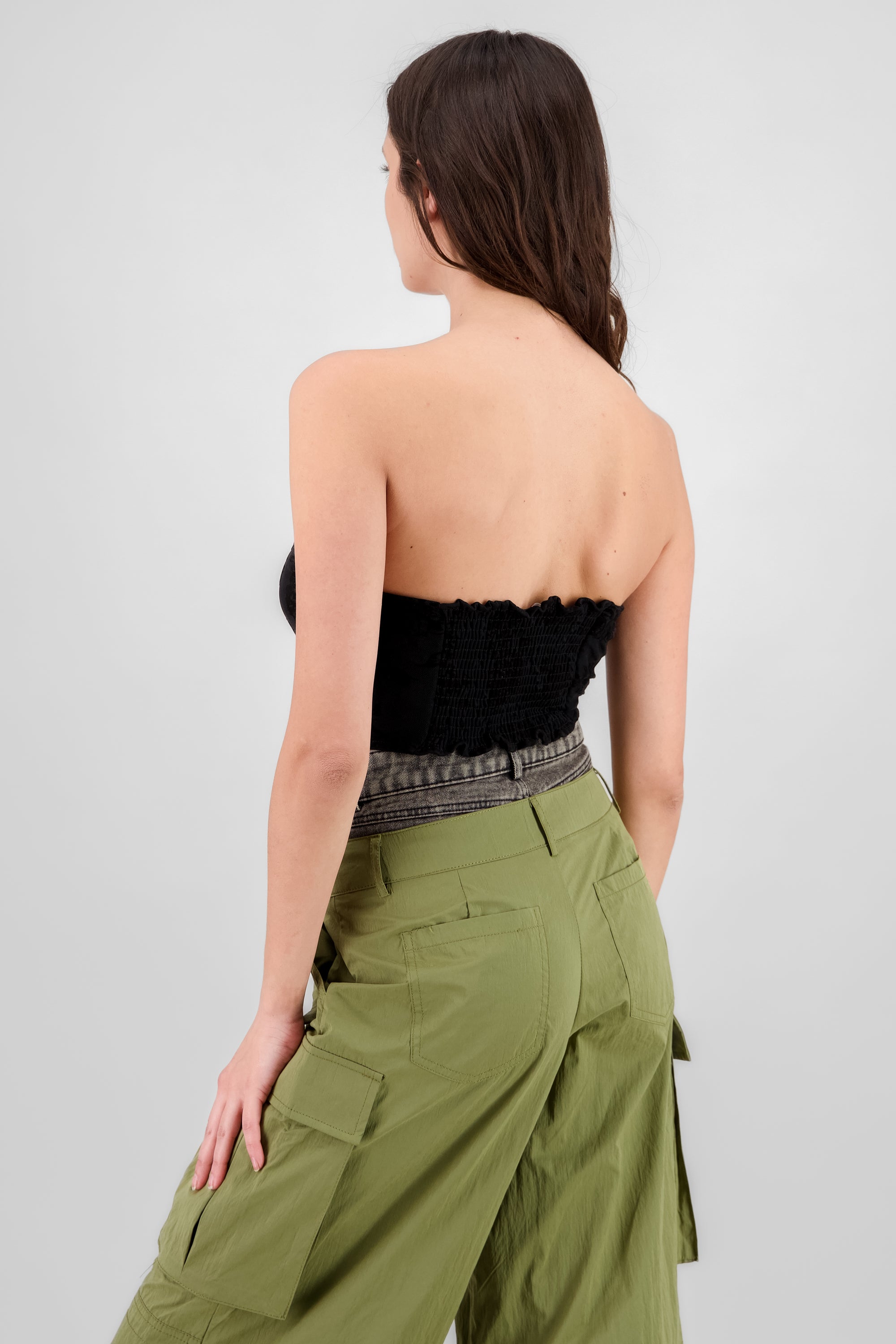 Corset crop flock NEGRO