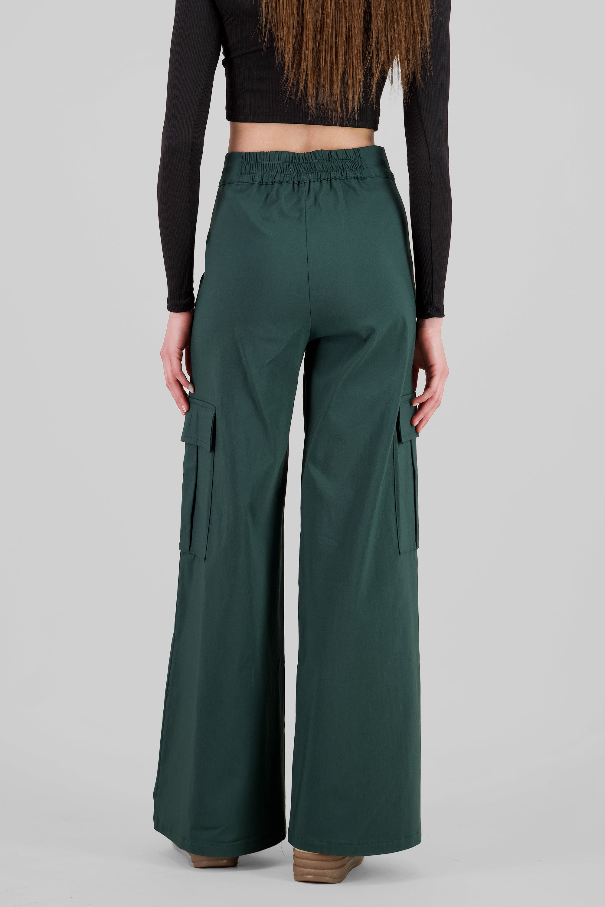 Pantalon cargo wide leg VERDE