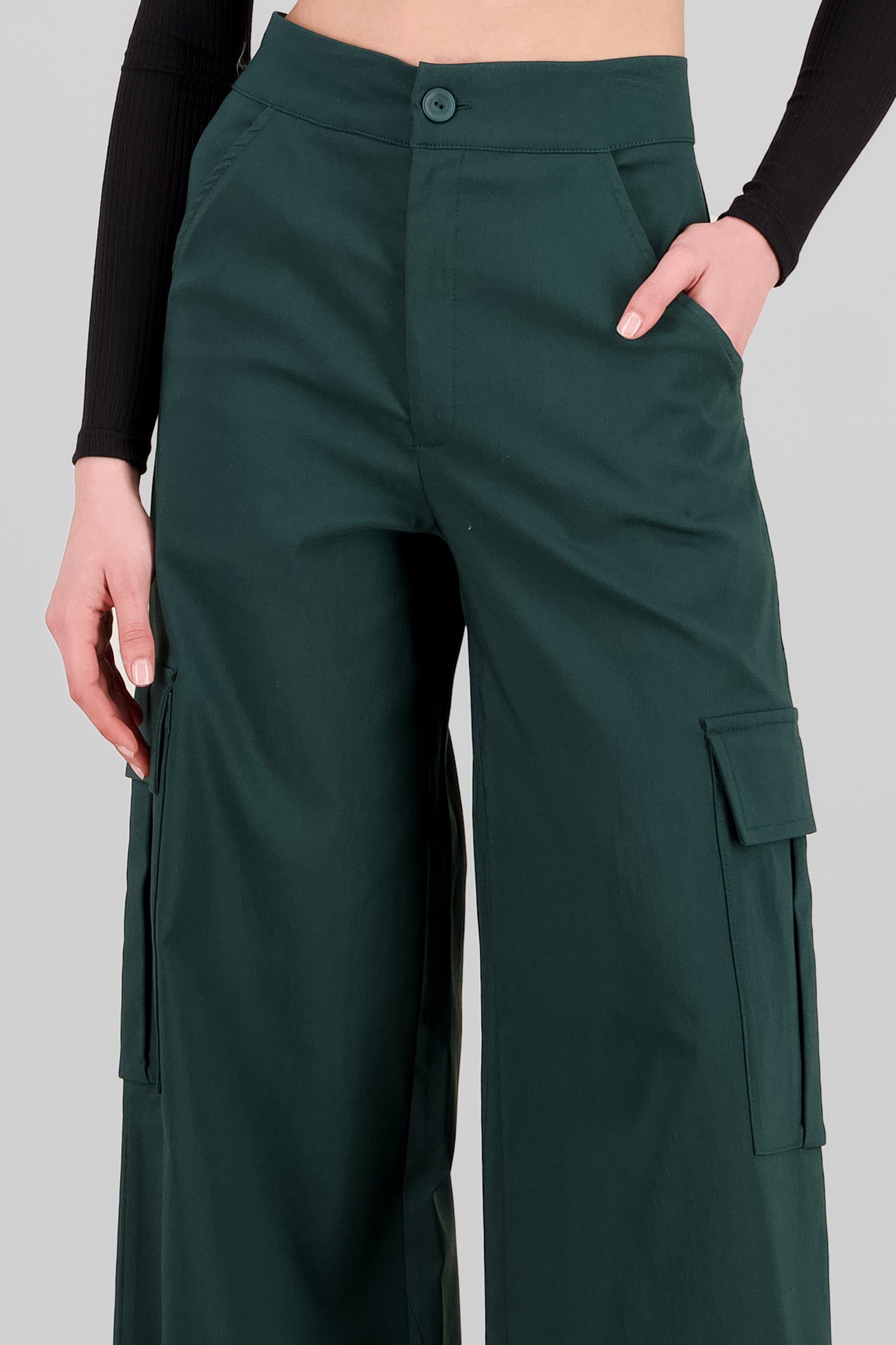 Pantalon cargo wide leg VERDE