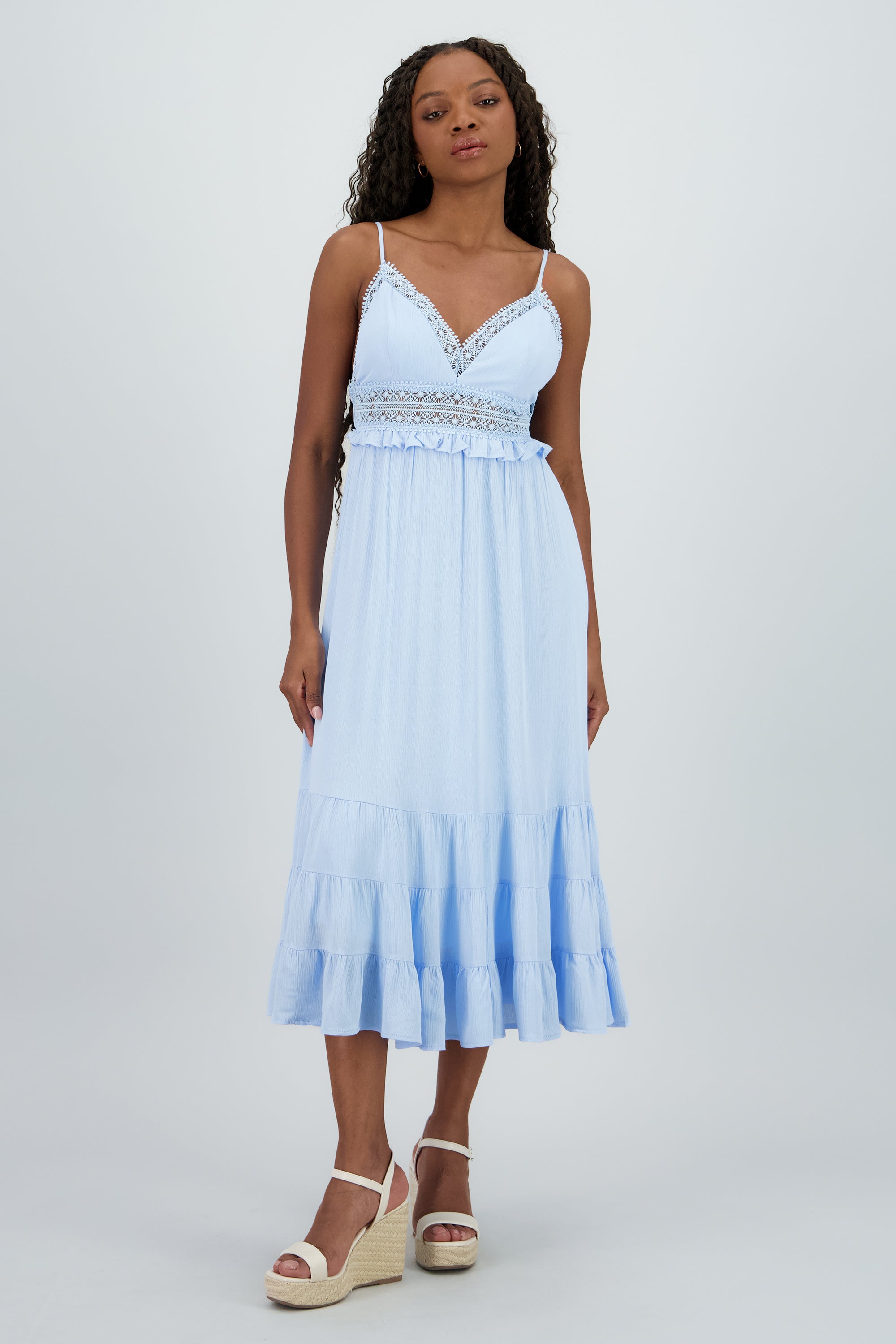 Vestido maxi detalle crochet AZUL