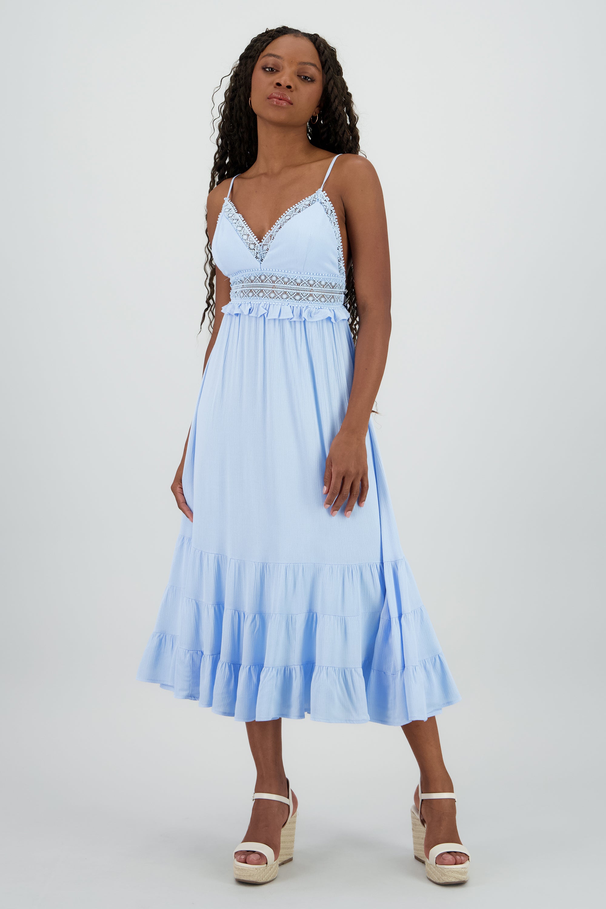Vestido maxi detalle crochet AZUL