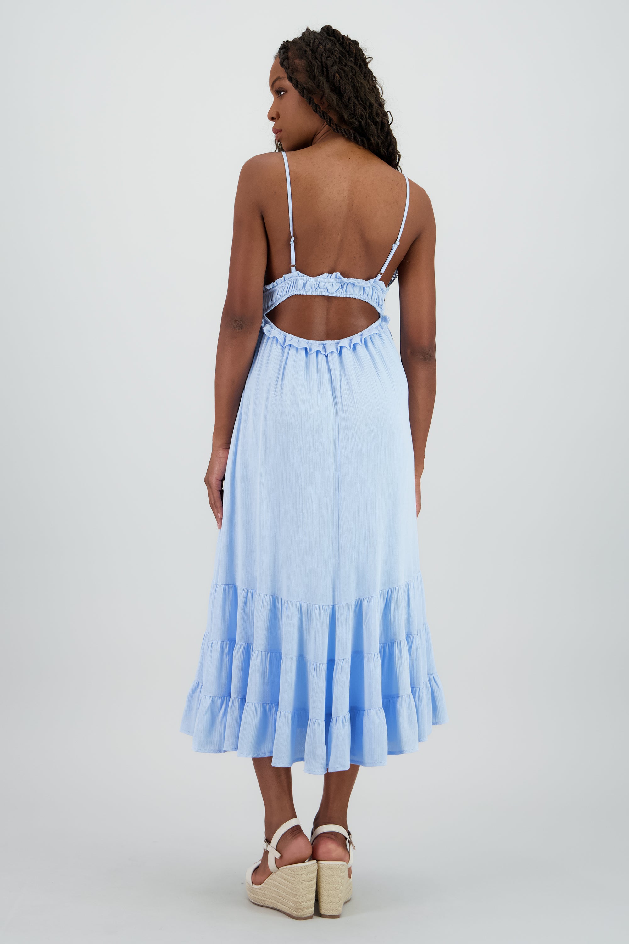 Vestido maxi detalle crochet AZUL