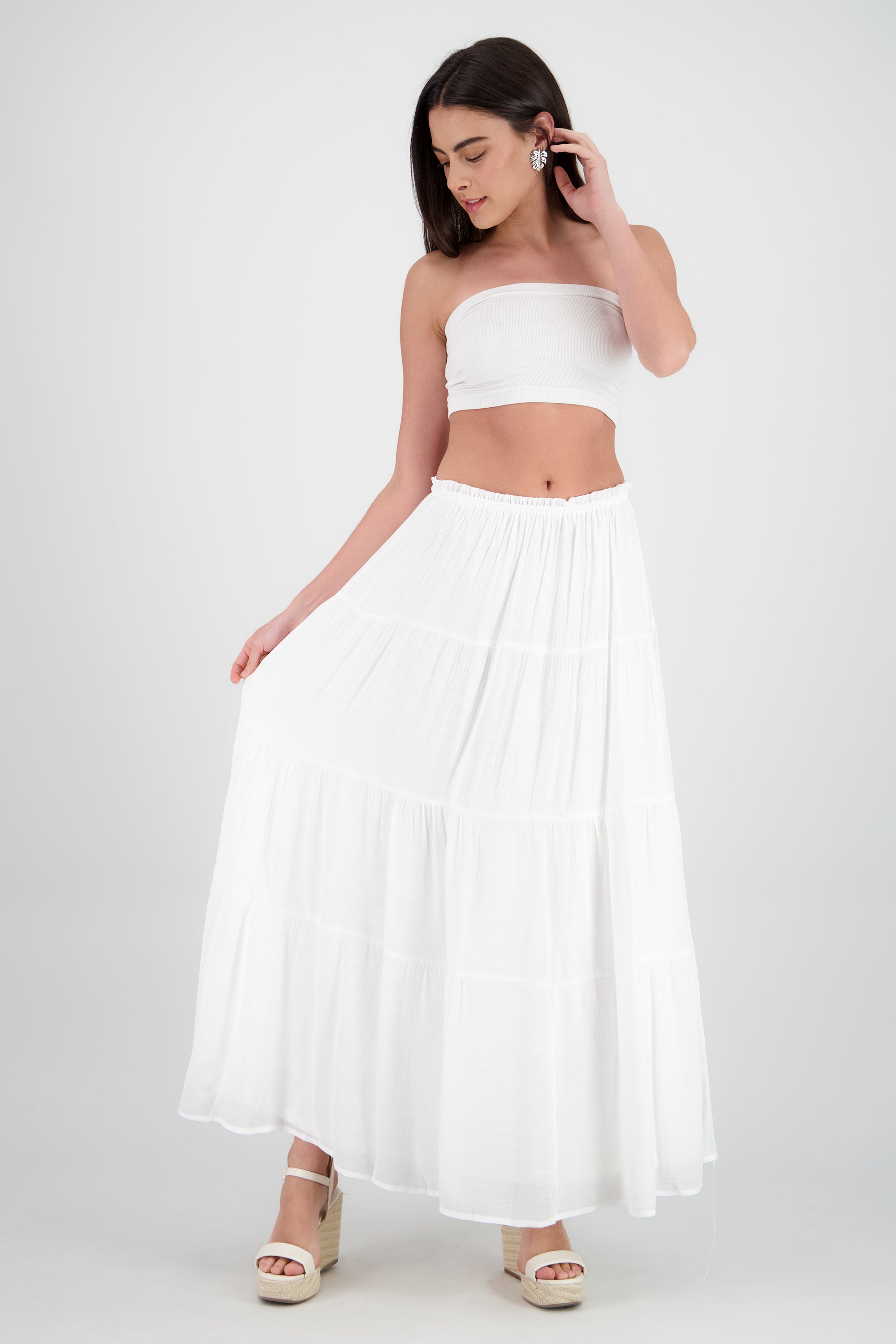 Falda maxi liso BLANCO