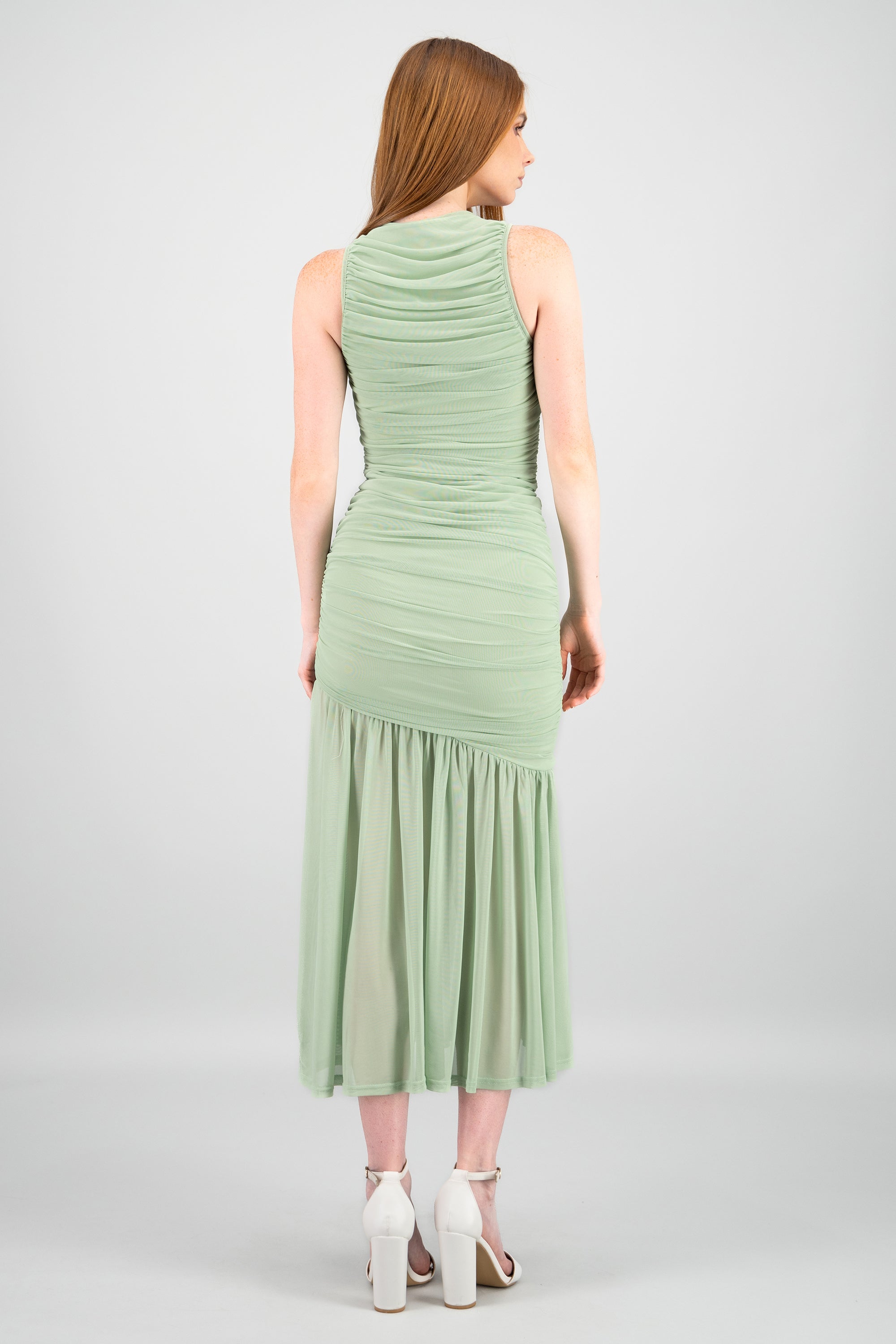 Vestido maxi mesh fruncido SAGE