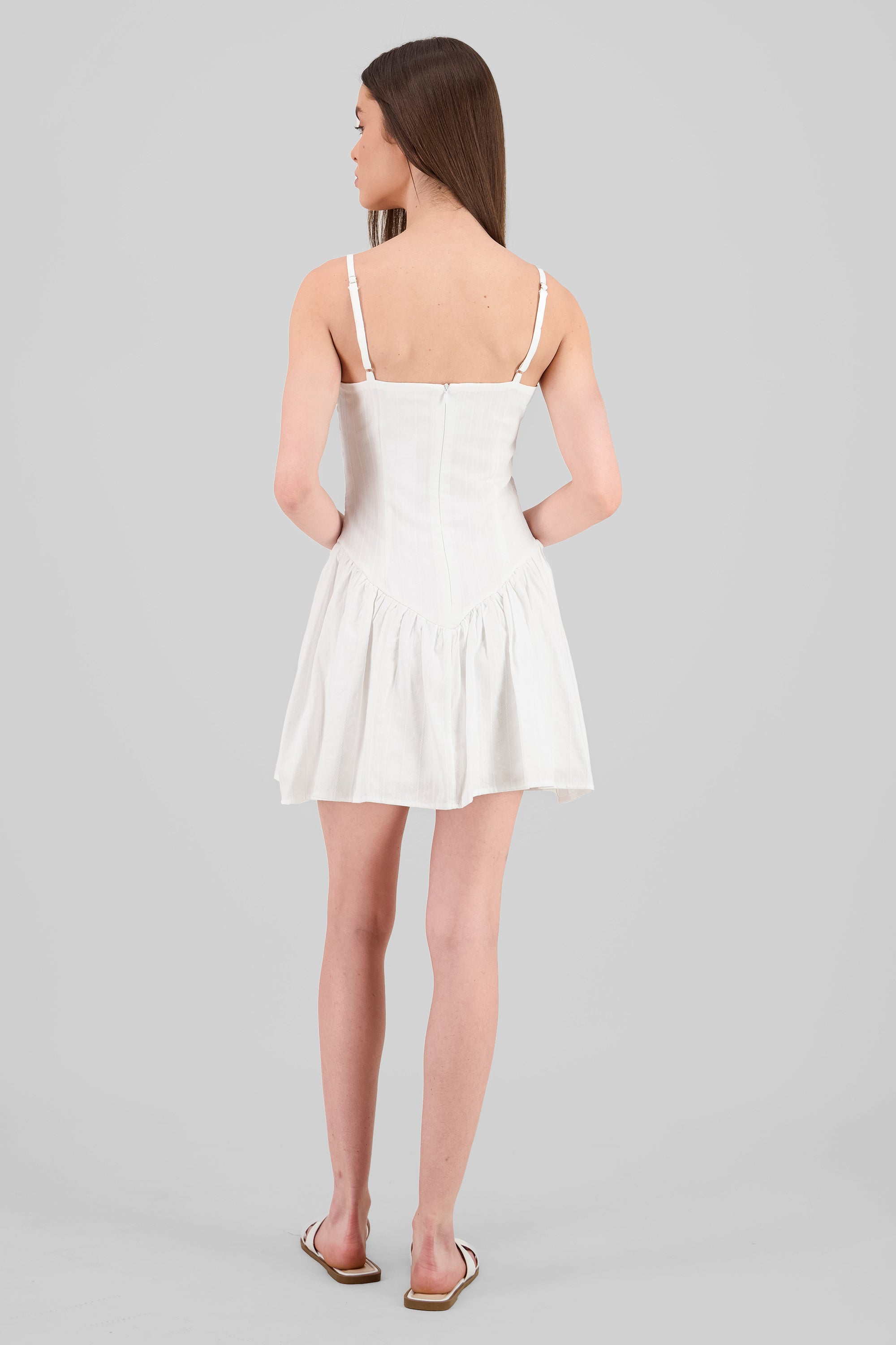 Vestido mini smock tirantes BLANCO