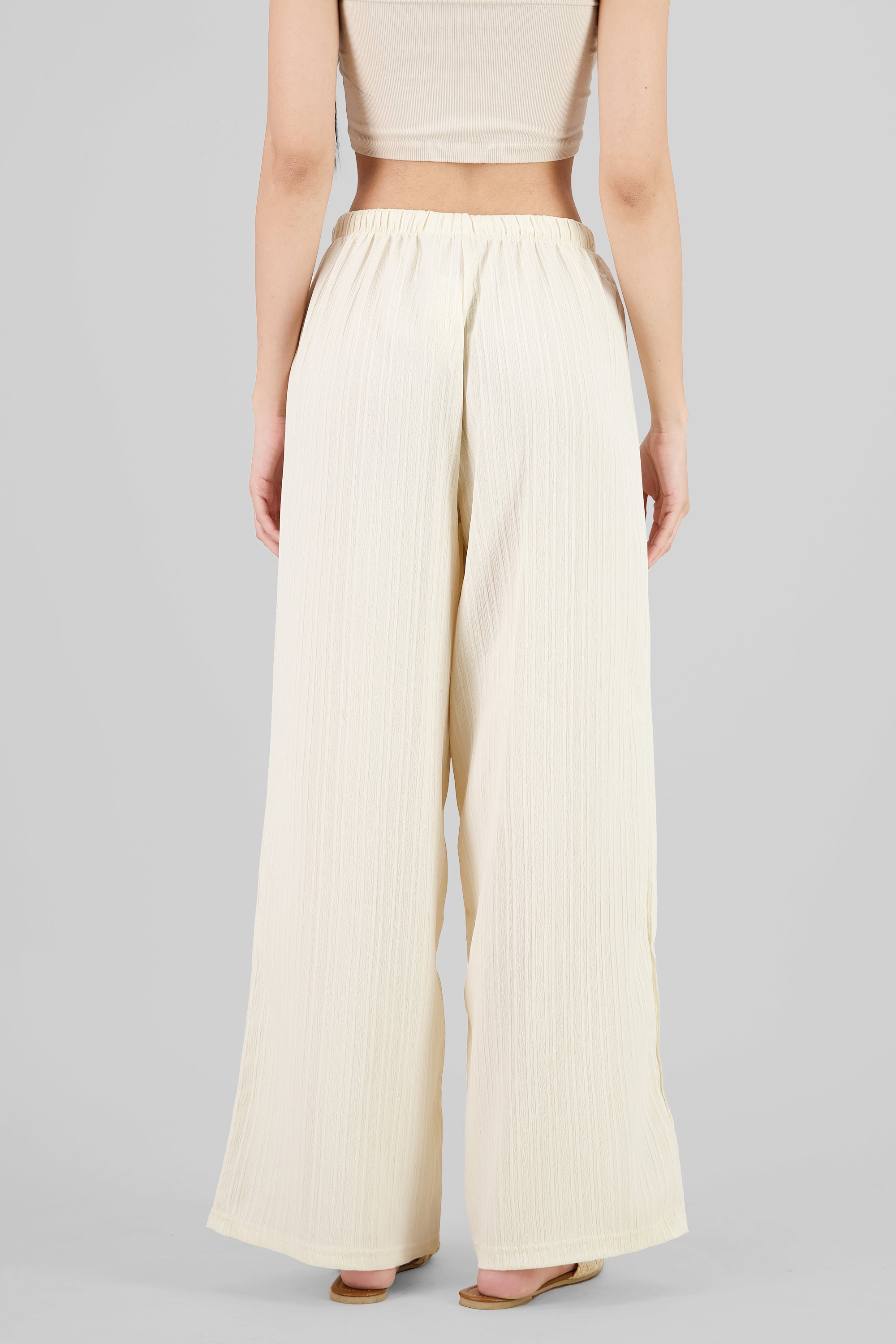 Pantalon liso rib CREMA