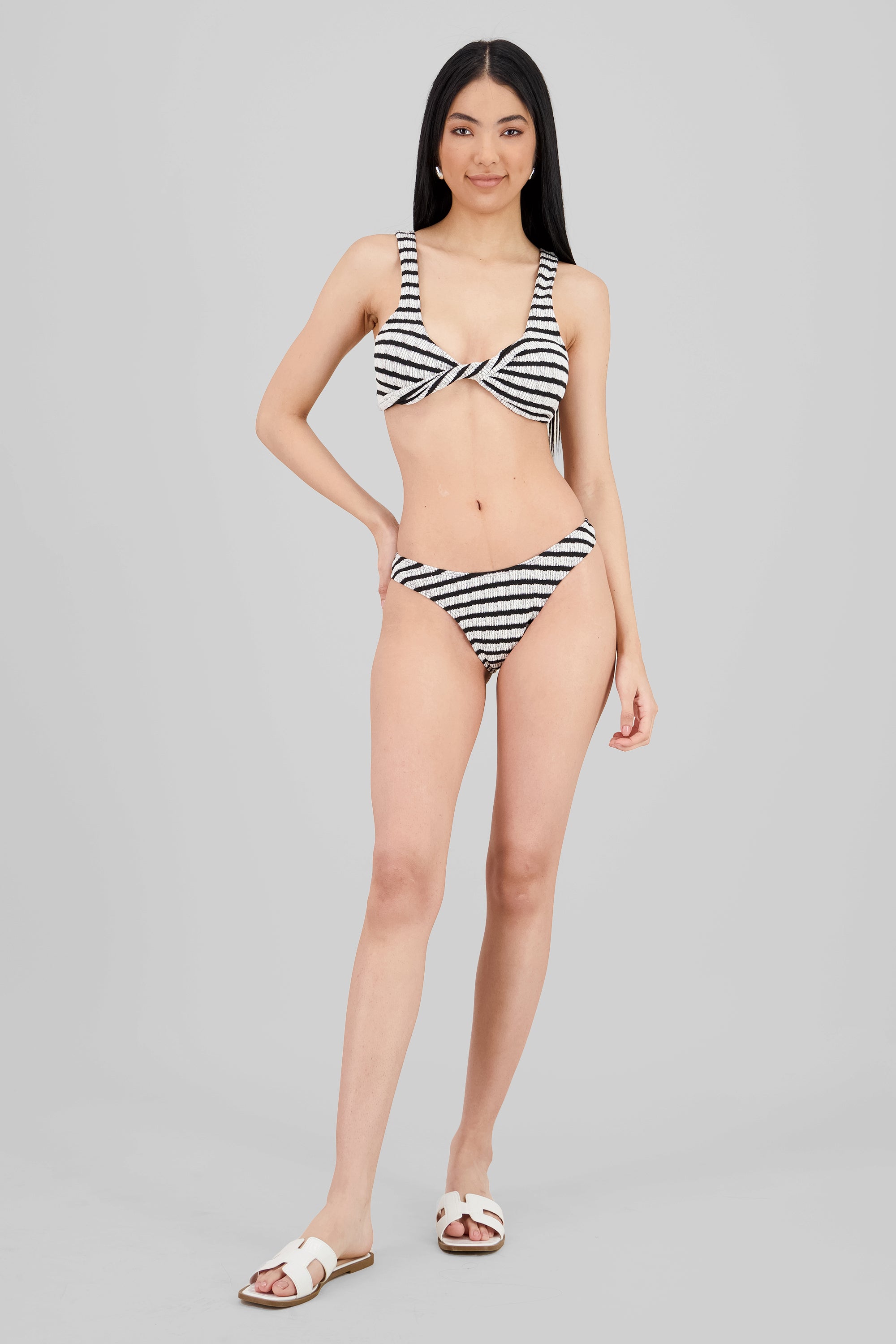 Bikini textura líneas NEGRO COMBO