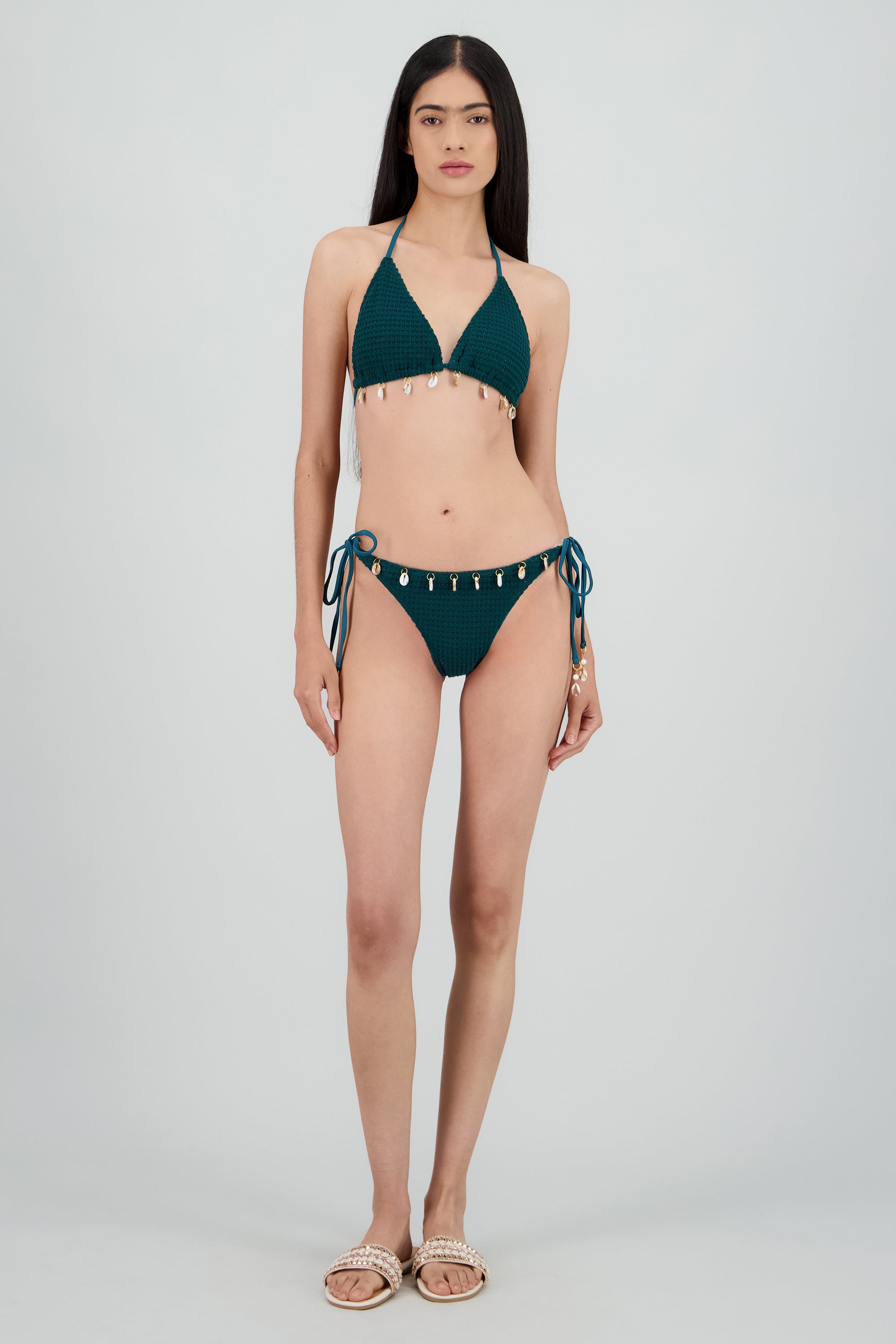 Bikini tejido conchitas AZUL PATO