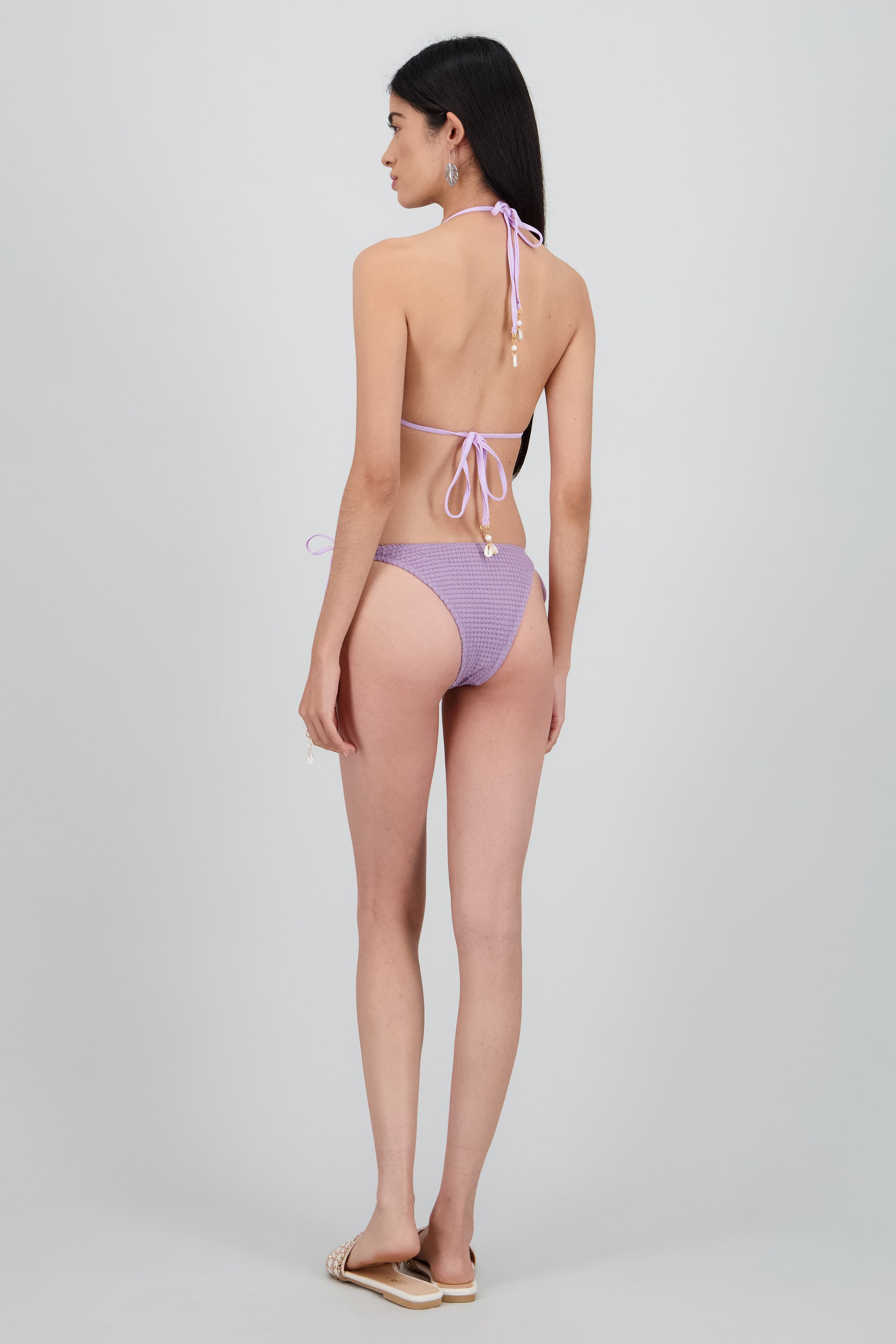 Bikini tejido conchitas LILA OBSCURO