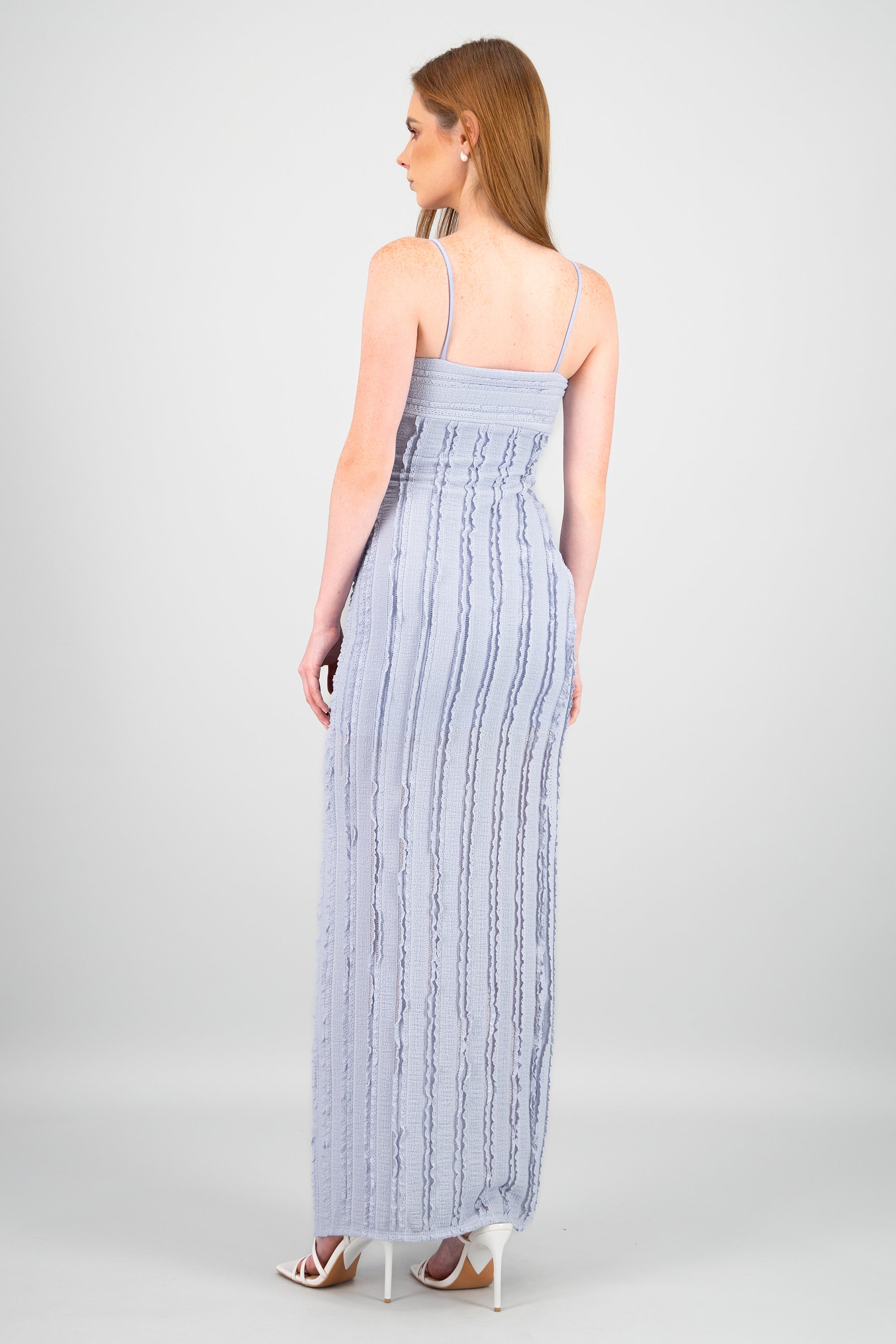 Vestido maxi con textura AZUL PASTEL