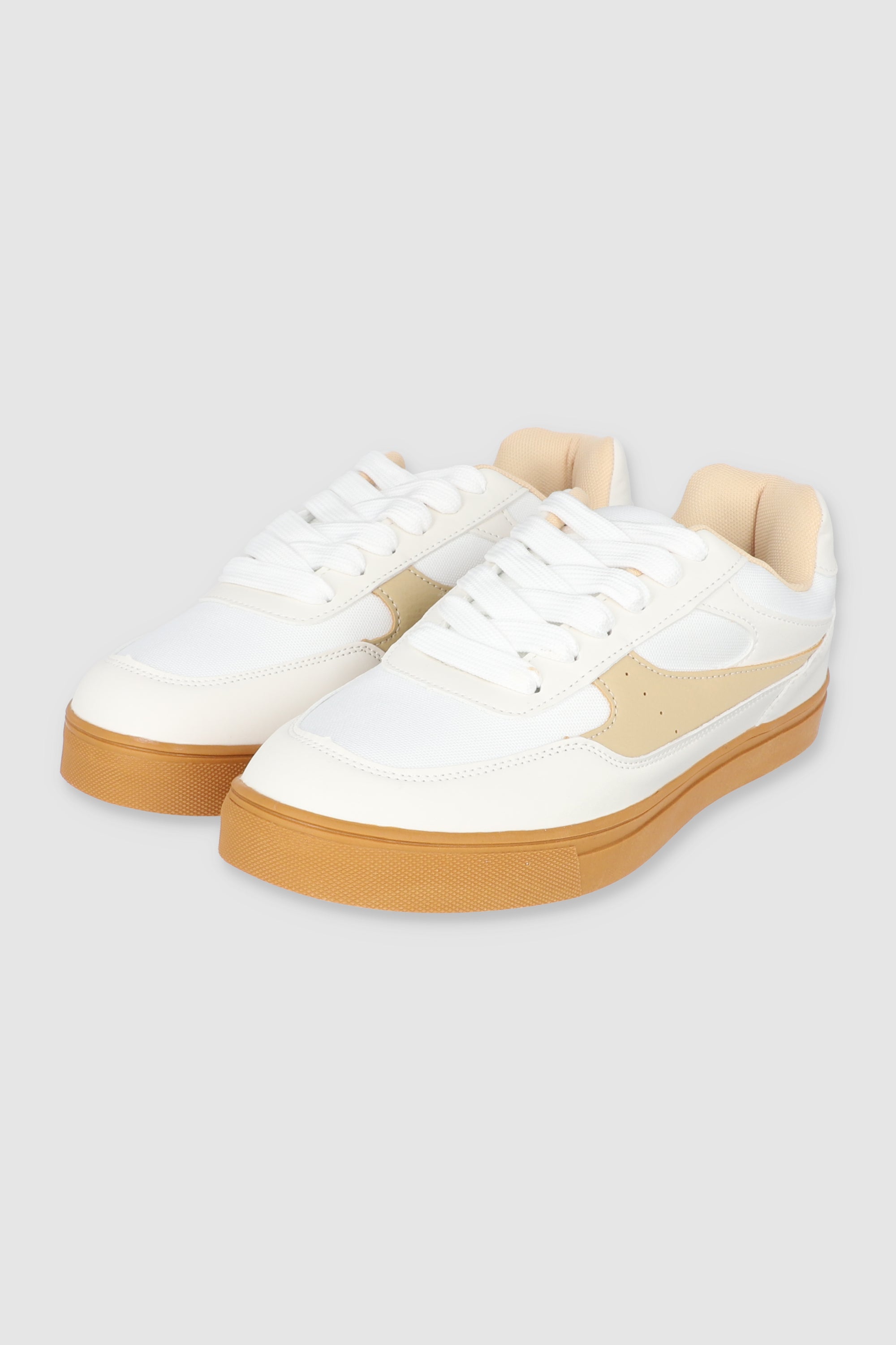 Tenis skater contraste materiales BEIGE