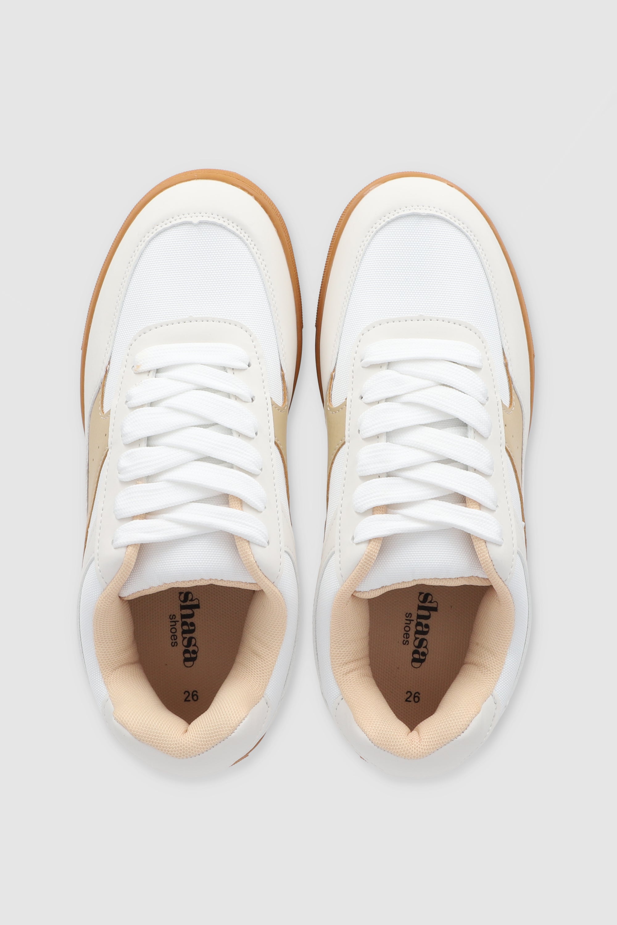 Tenis skater contraste materiales BEIGE