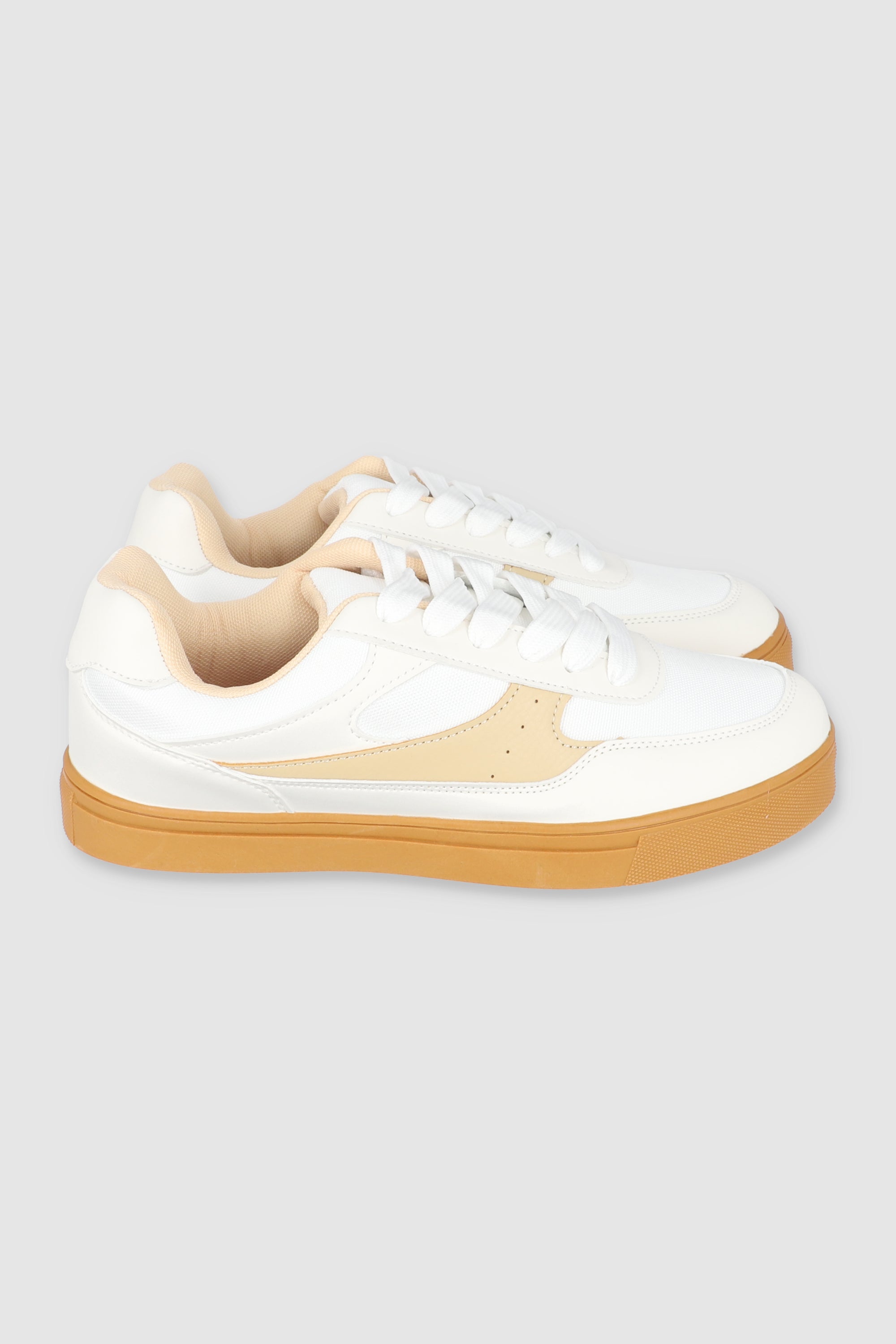 Tenis skater contraste materiales BEIGE