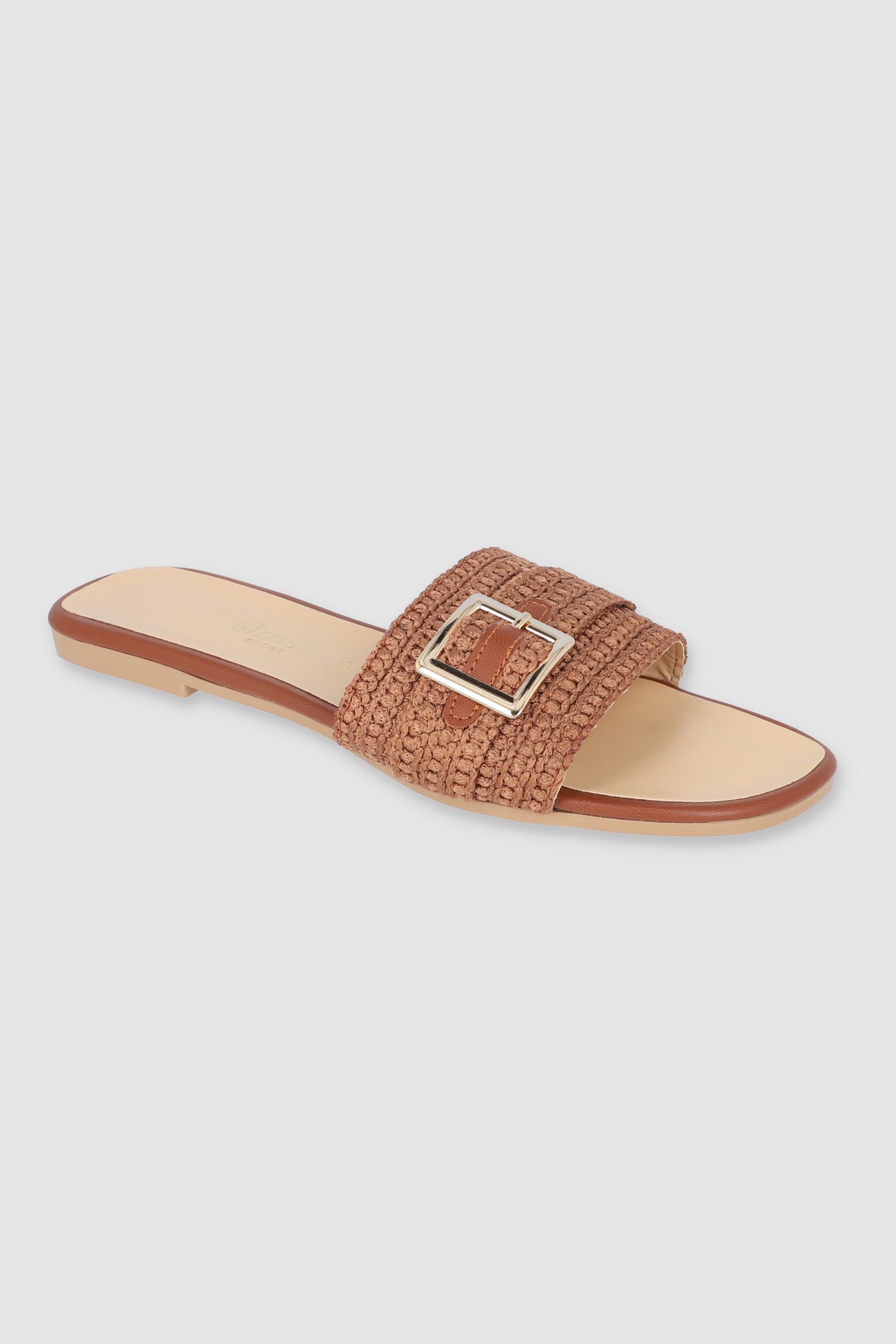 Sandalia mula tejida hebilla CAMELLO