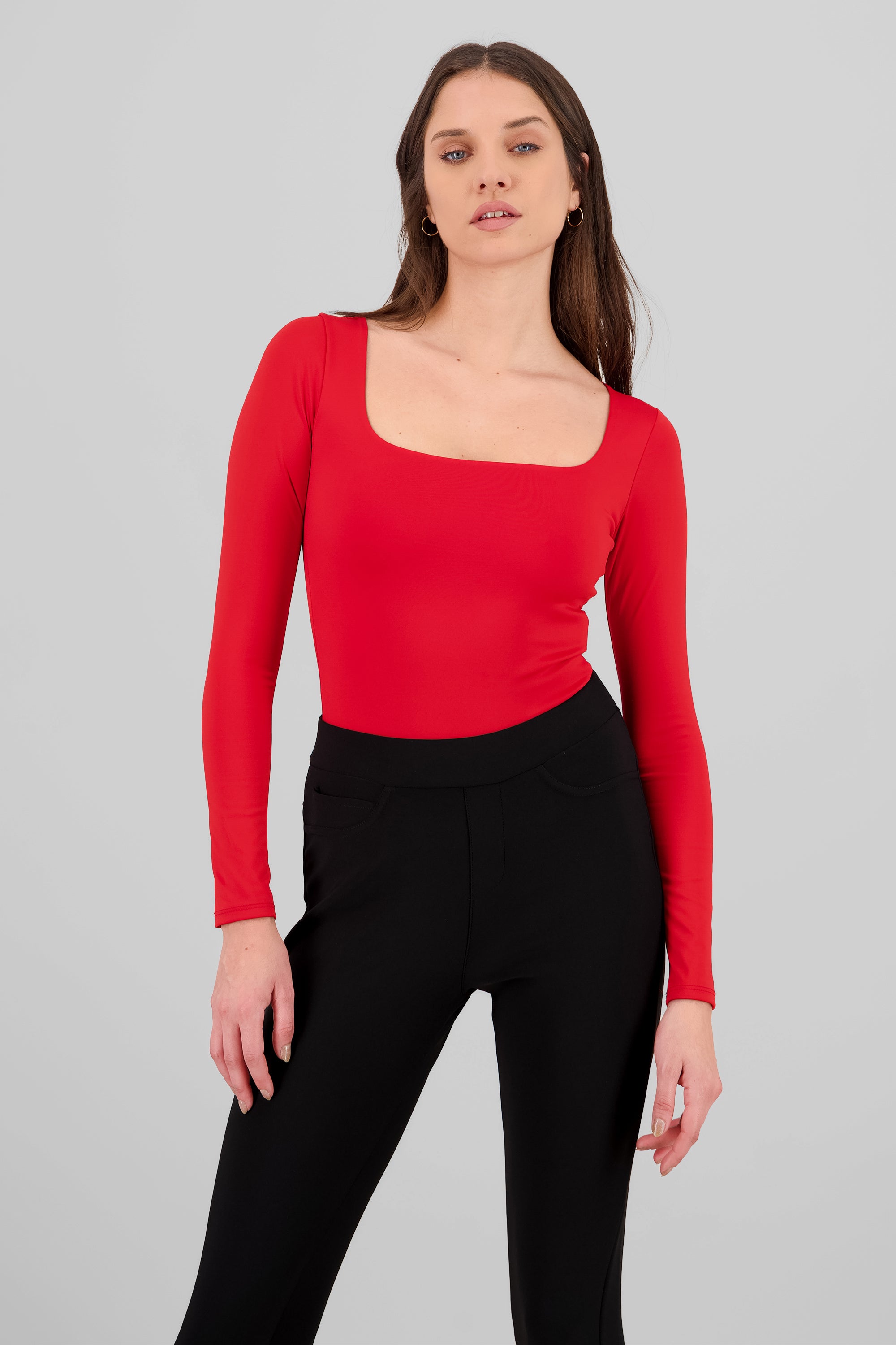 Bodysuit liso escote cuadrado yoga ROJO