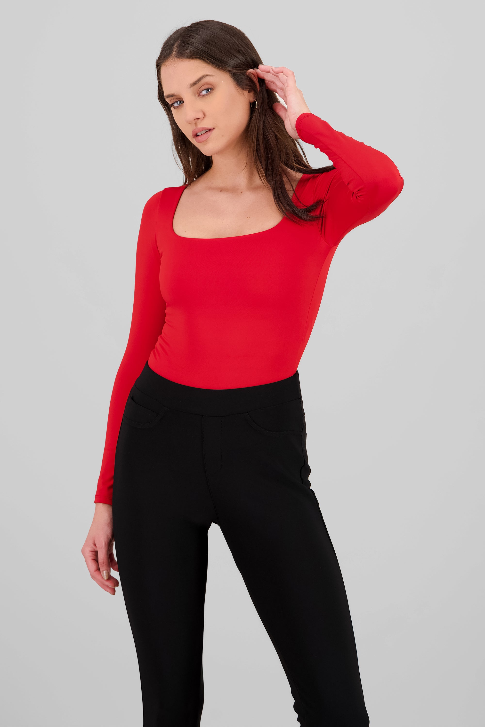 Bodysuit liso escote cuadrado yoga ROJO